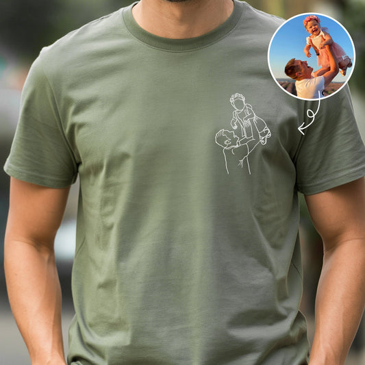 Custom Dad Portrait Shirt, Personalized Portrait from Photo Gift for Dads