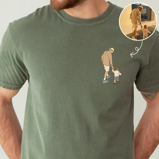 Custom Dad Photo Portrait Shirt, Father's Day Shirt, First Fathers Day Gift for Daddy, Grandpa, Dad Birthday Gift for Husband