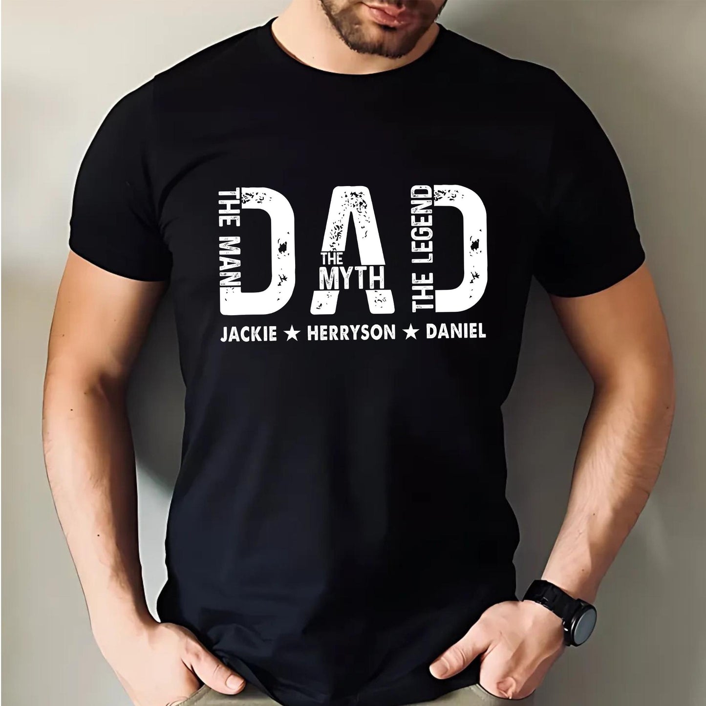 Personalized Dad Shirt, The Man The Myth The Legend The Hero, Shirt For Dad, Dad Shirt With Kids Name, Dad Life Shirt, Dad Gift Shirt