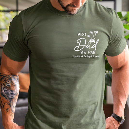 Custom Dad Golf Shirt, Dad By Par T-Shirt, Father's Day Gift for Dads from Children, Dad Gifts With Kids Names