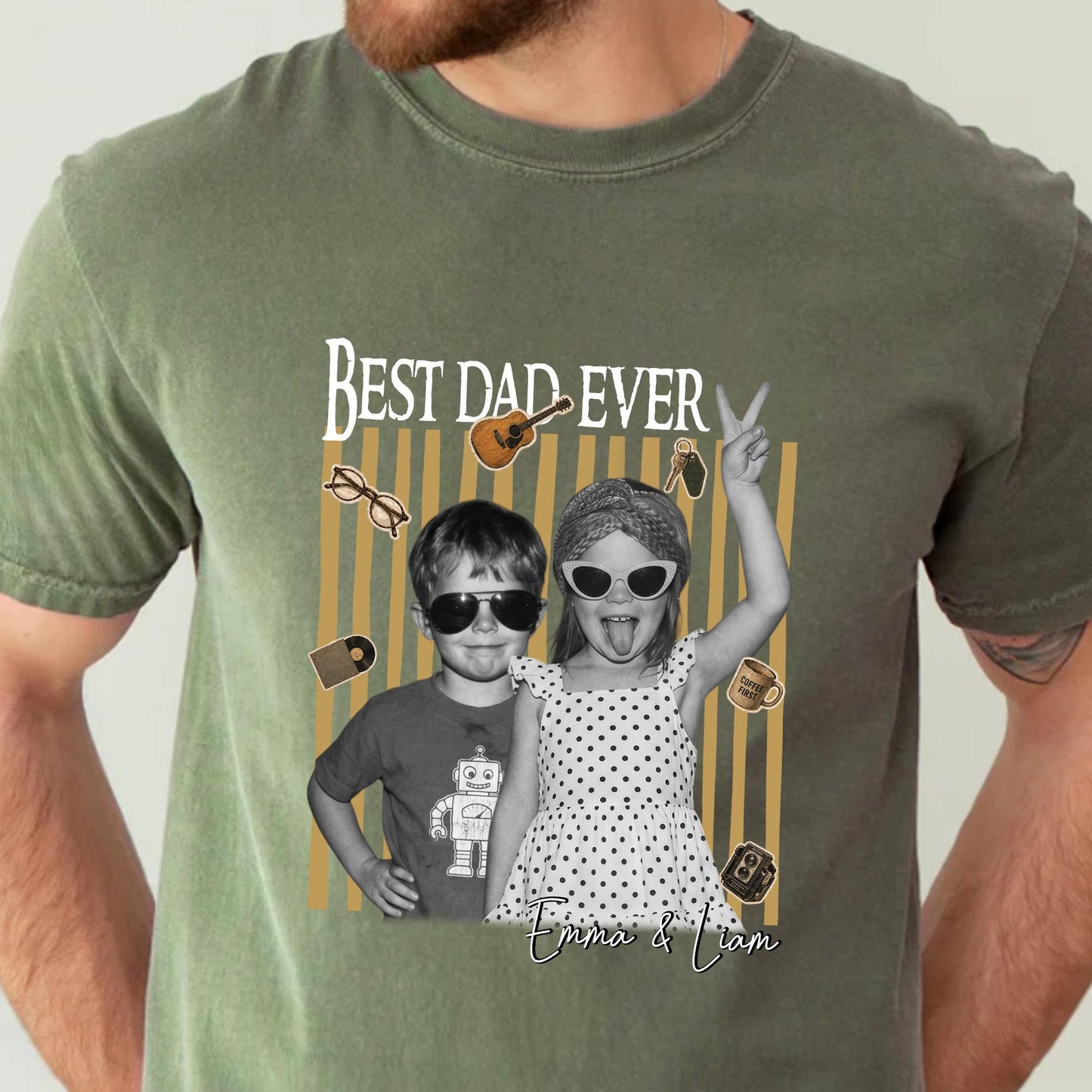 Custom Dad Shirt with Kids Photo, Fathers Day Shirts Gifts for Dad, Grandparent Gift