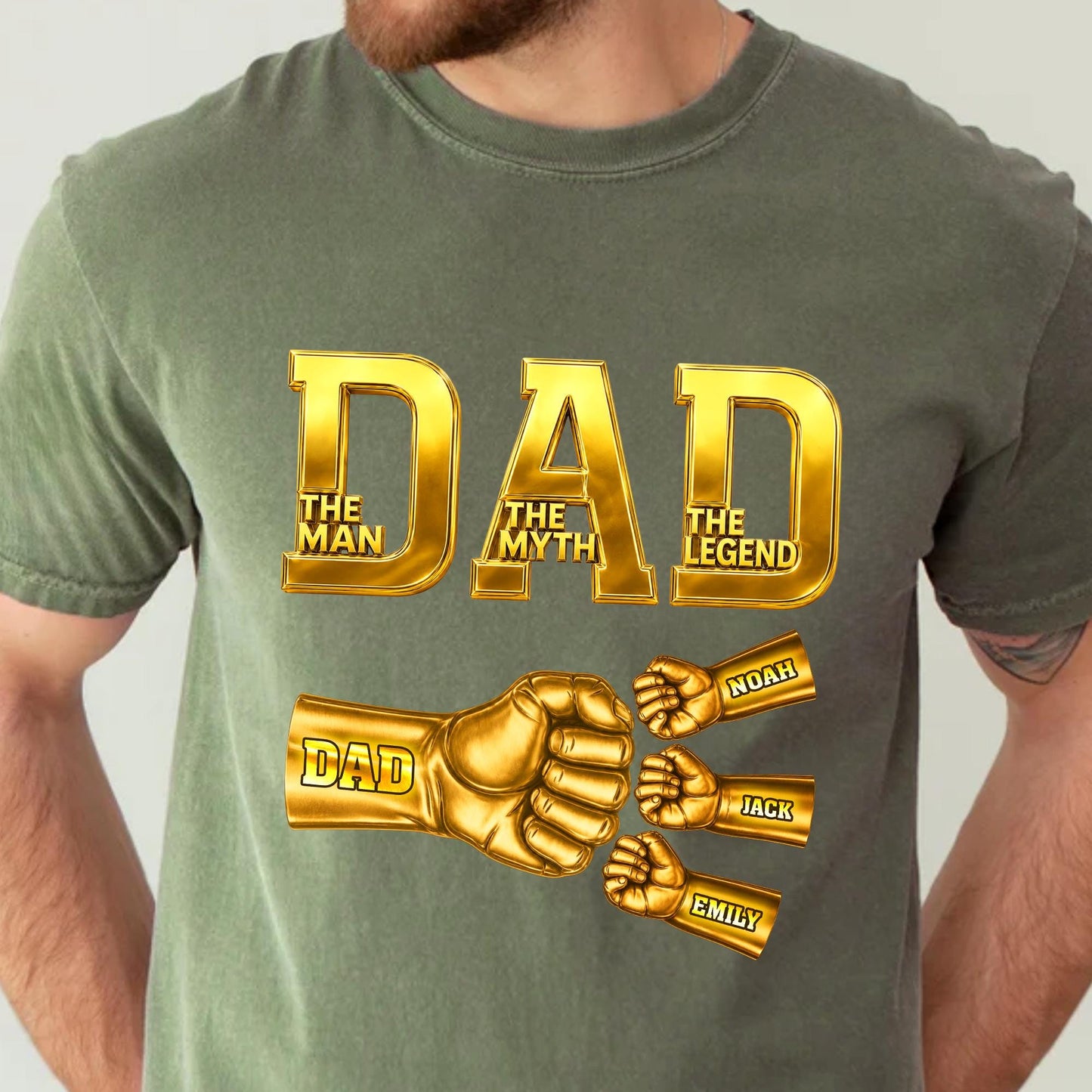 Custom Dad Shirt with Kids Names, Fist Bump Fathers Day Shirt Gifts for Dad, Gift for Husband
