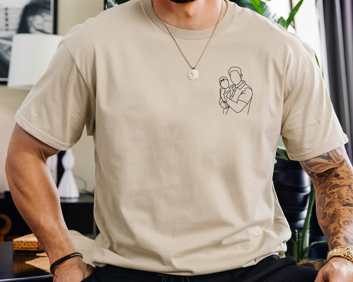 Custom Photo Portrait Shirt for Dad, Personalized Father's Day Gift