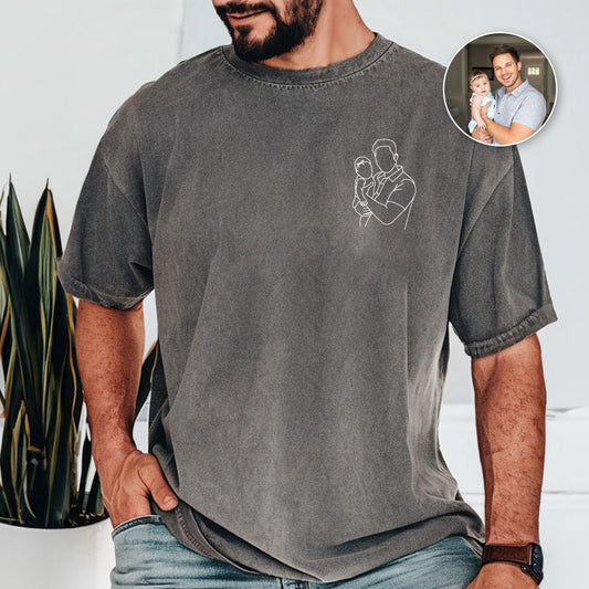 Custom Photo Portrait Shirt for Dad, Personalized Father's Day Gift