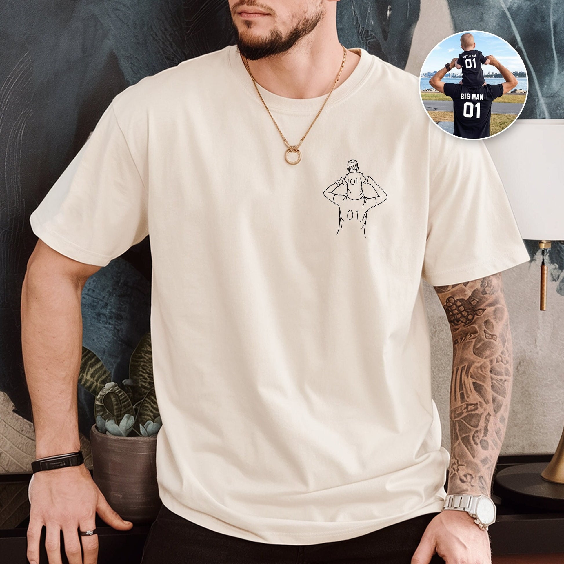 Custom Photo Shirt for Dad, Dad and Baby Portrait T-Shirt, Father's Day Gift