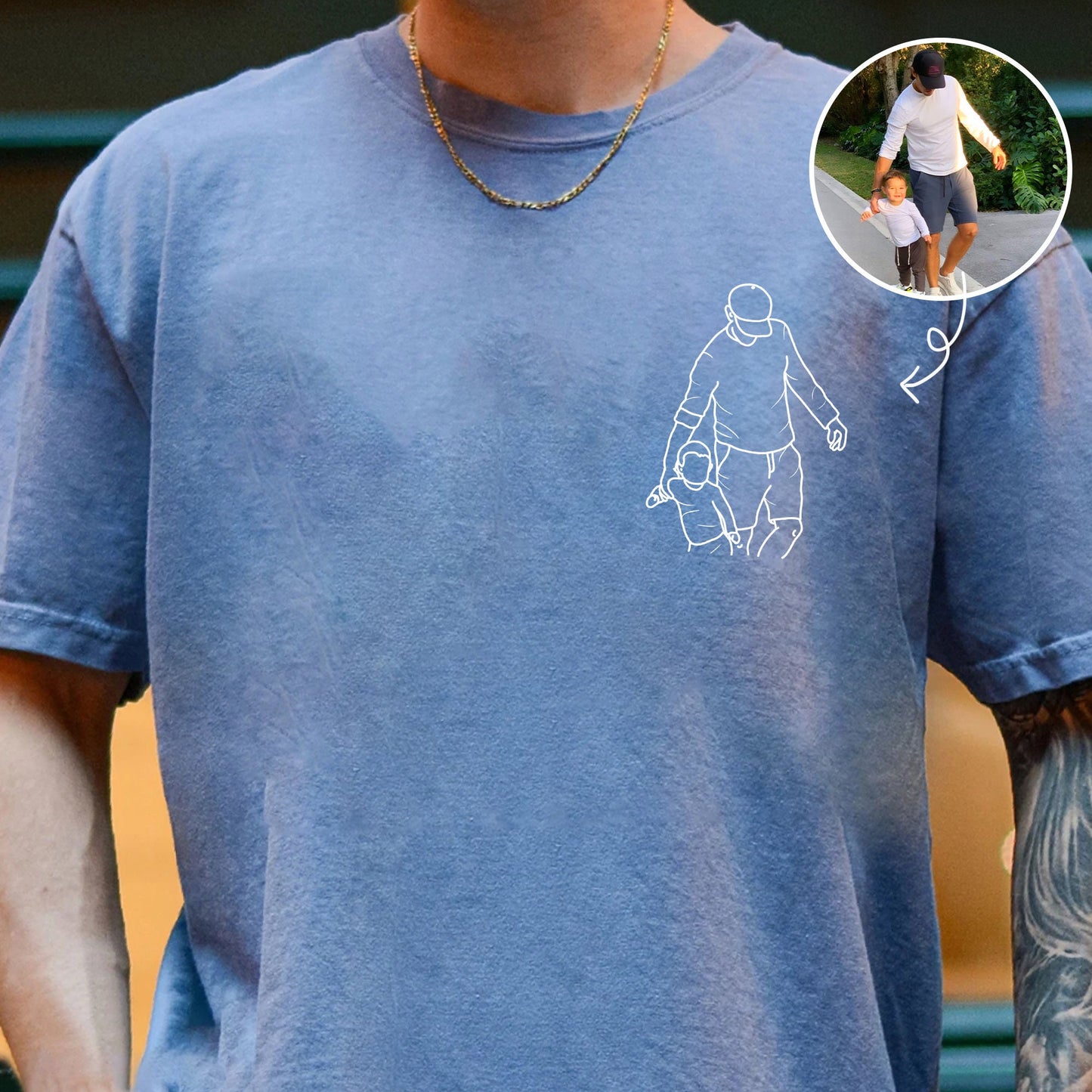 Custom Photo Dad T-Shirt, Personalized Portrait Dad Shirt, Father's Day Gift from Baby