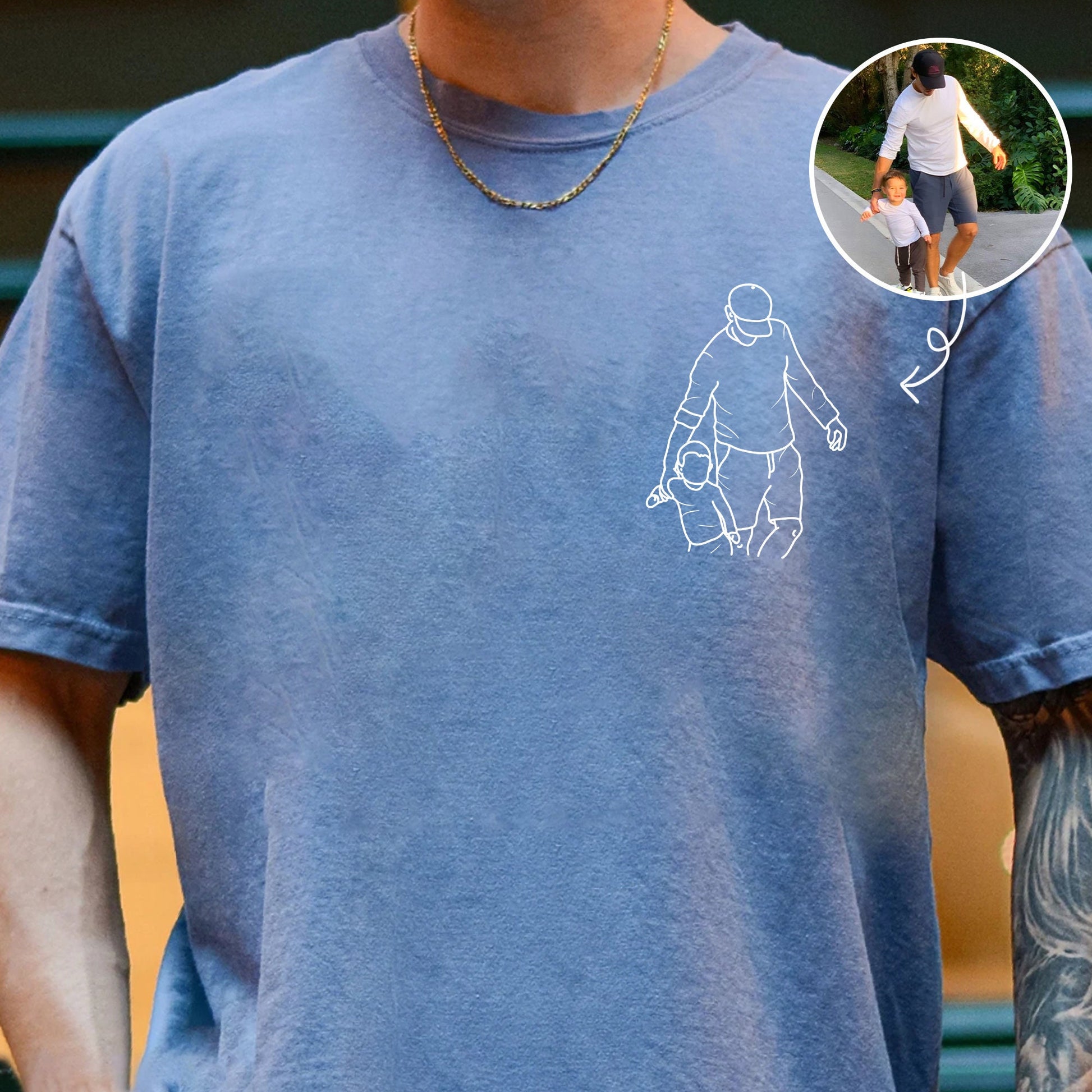Custom Photo Dad T-Shirt, Personalized Portrait Dad Shirt, Father's Day Gift from Baby