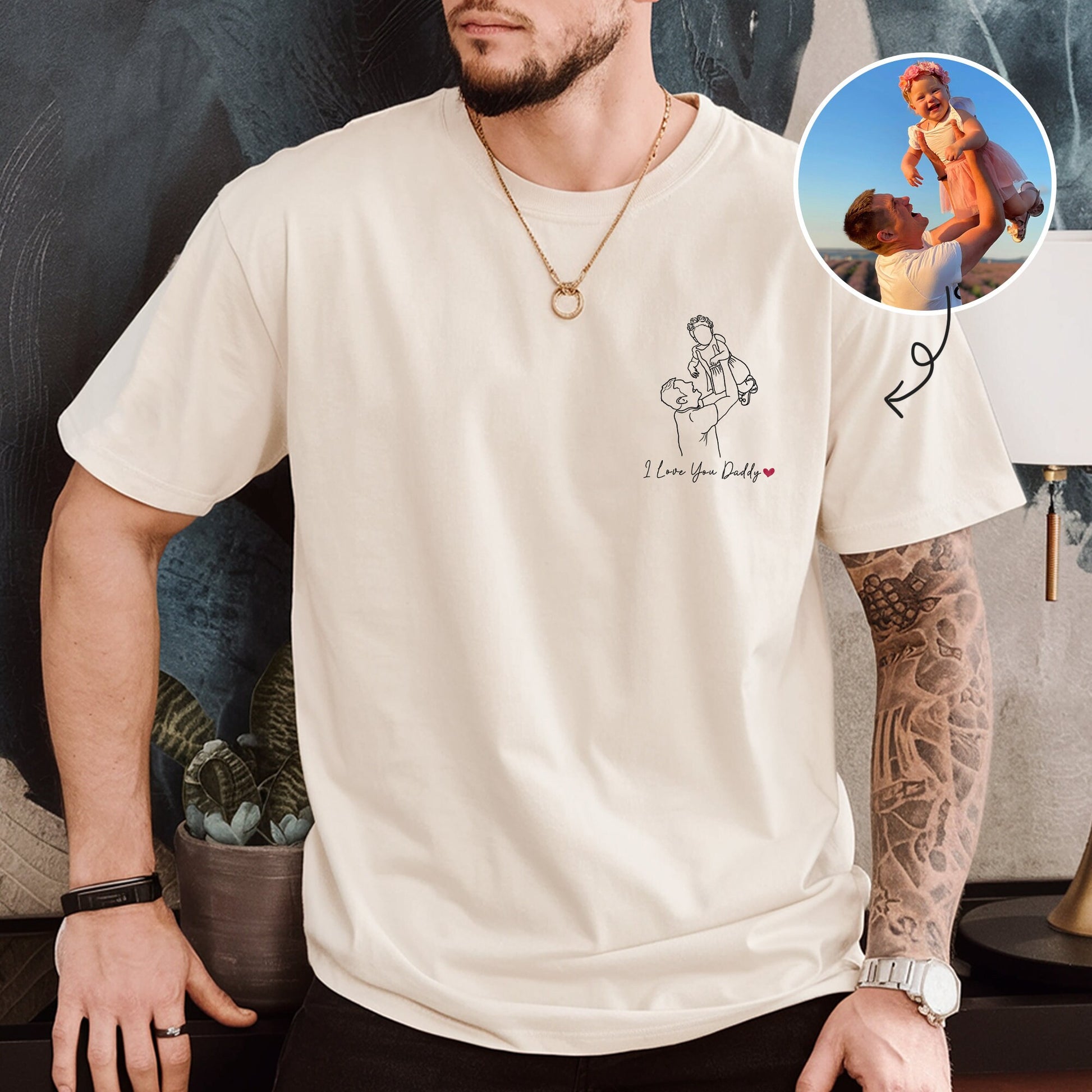 Custom Dad Shirt, Dads Portrait from Photo, Father's Day Gift for New Dad