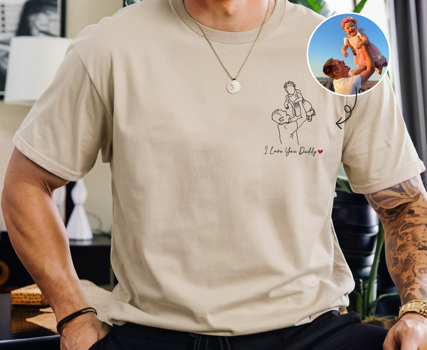 Custom Dad Shirt, Dads Portrait from Photo, Father's Day Gift for New Dad