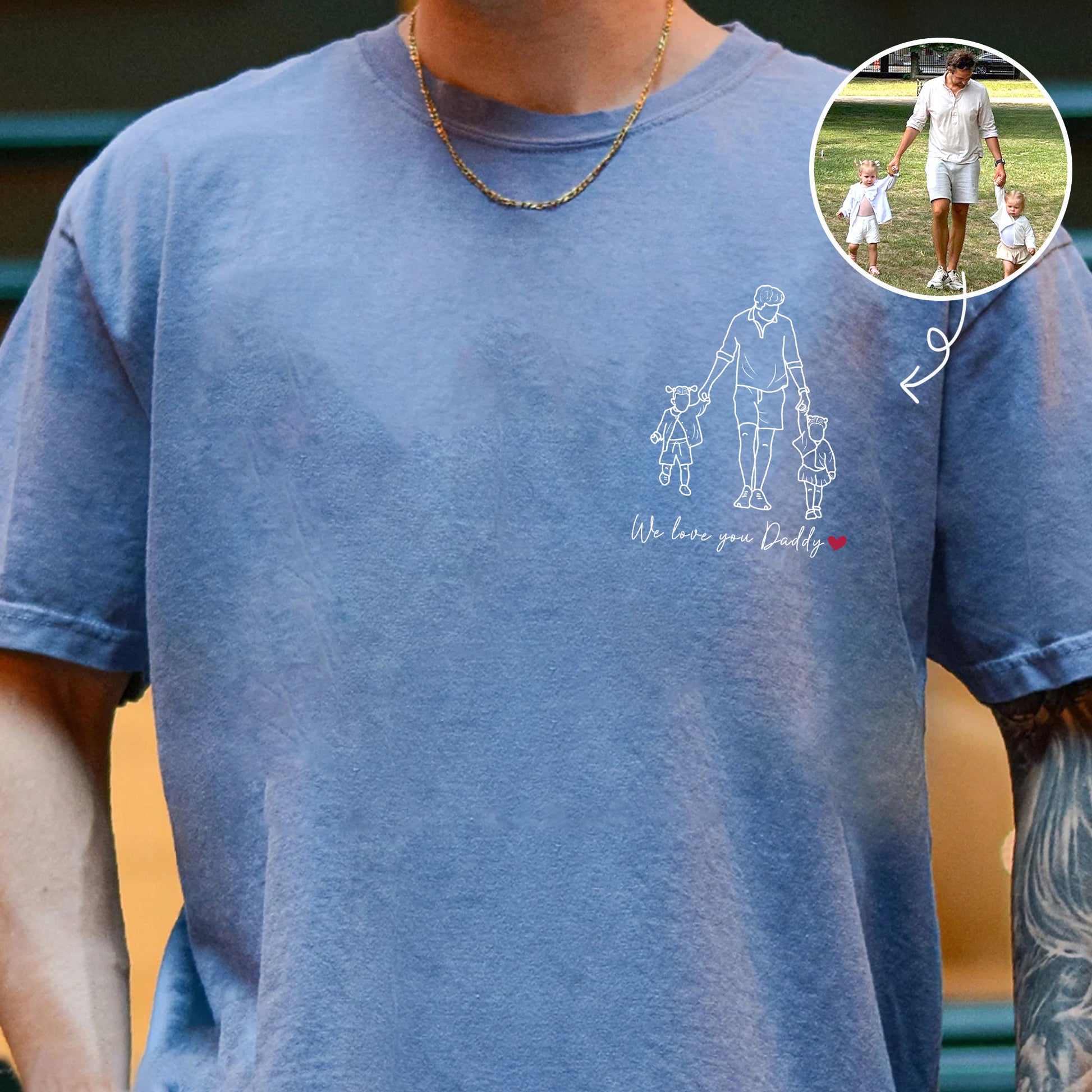 Custom Photo Dad T-Shirt, Personalized Portrait Father's Day Gift