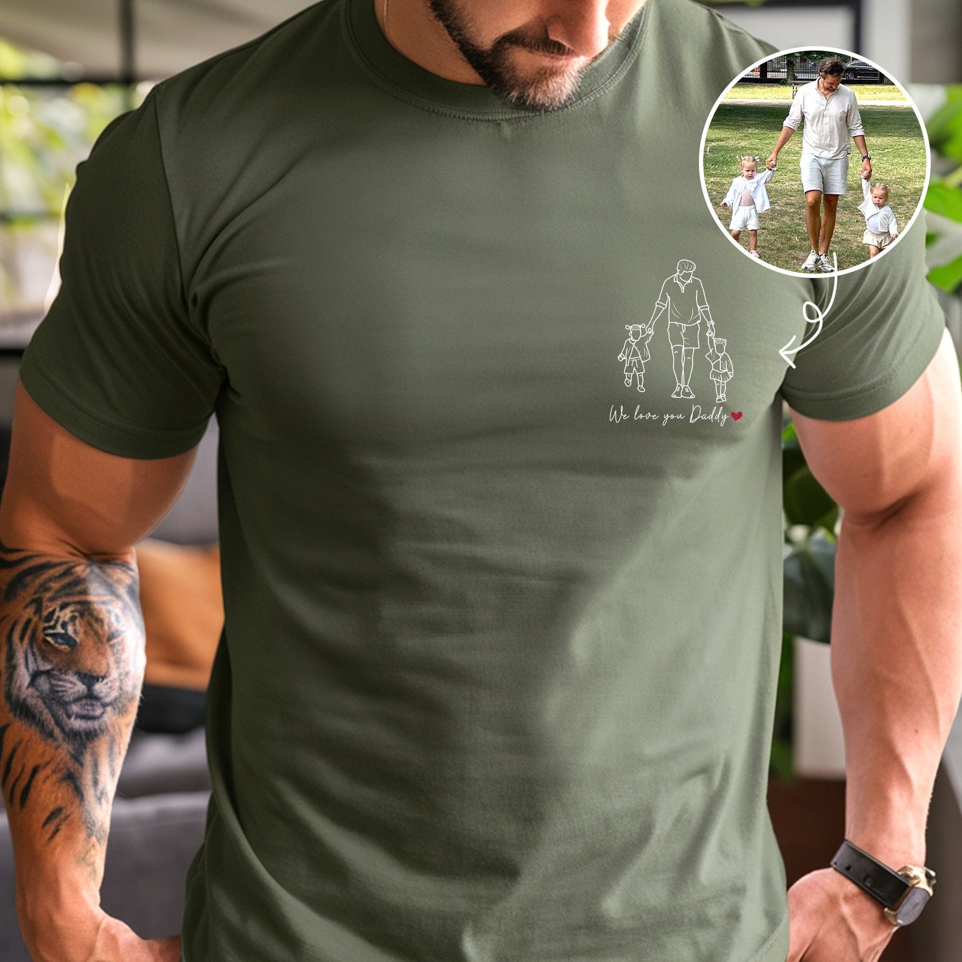 Custom Photo Dad T-Shirt, Personalized Portrait Father's Day Gift