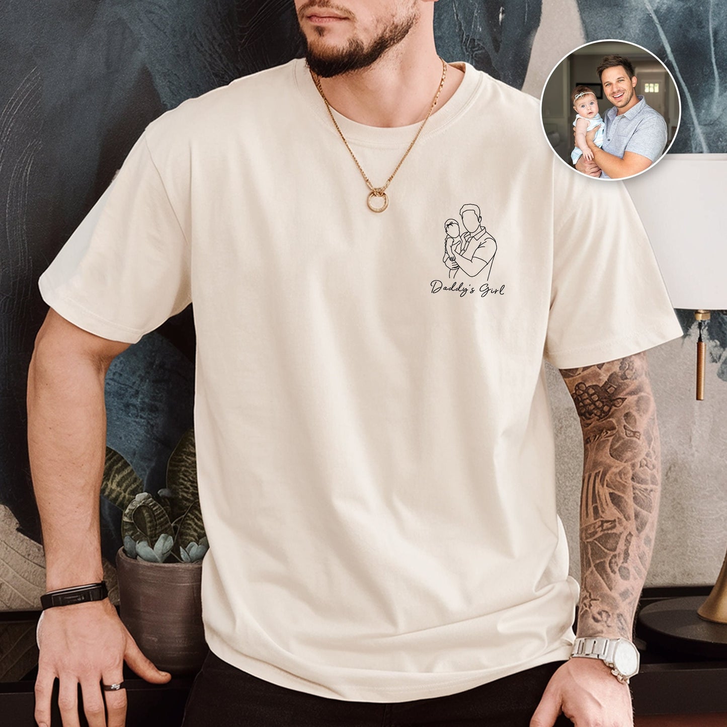 Custom Photo Shirt for Dad, Personalized Dad Portrait Shirt, Dad Shirt Portrait From Photo, Dad Shirt, Gift for Dad, Fathers Day Gift