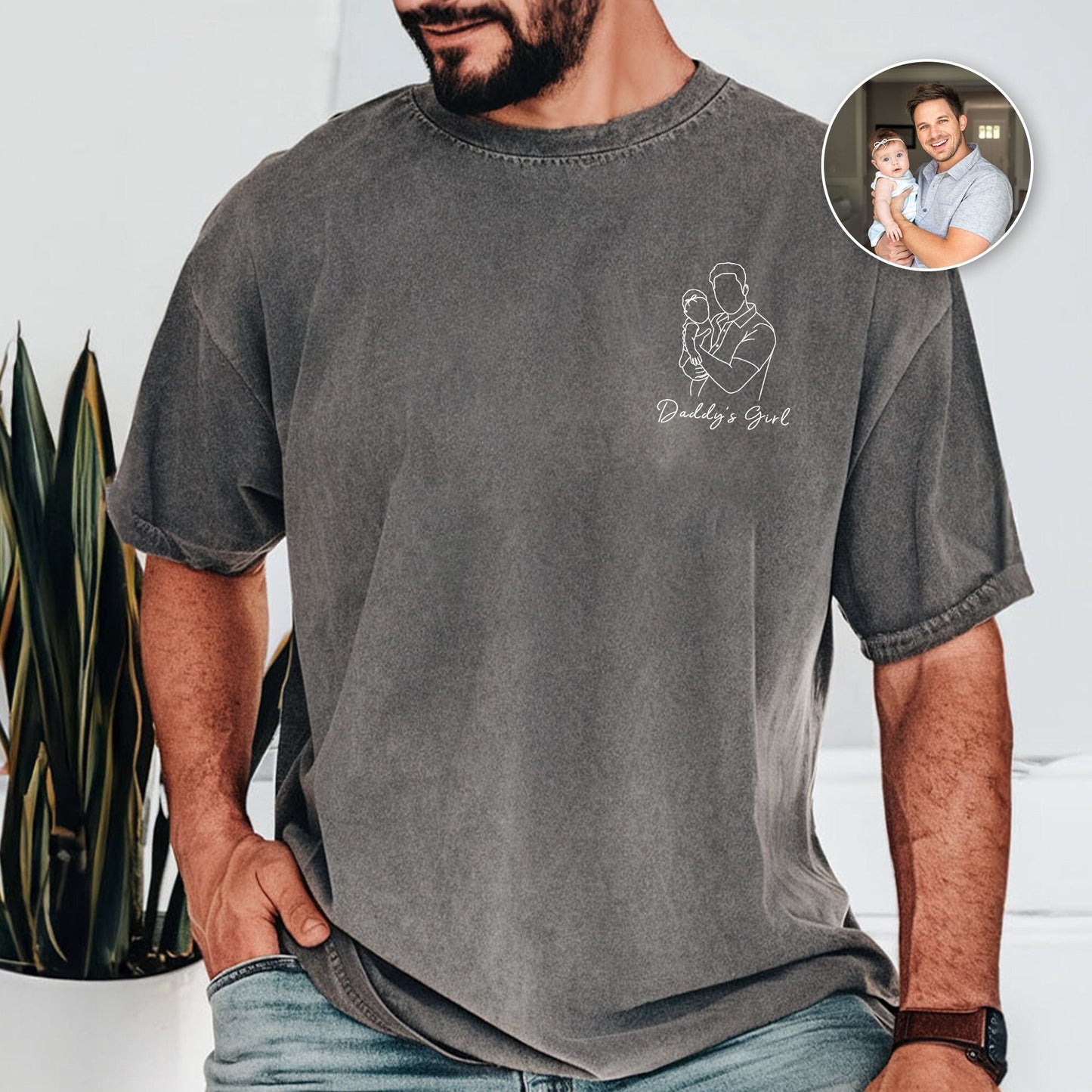 Custom Photo Portrait Shirt for Dad, Father's Day Gift