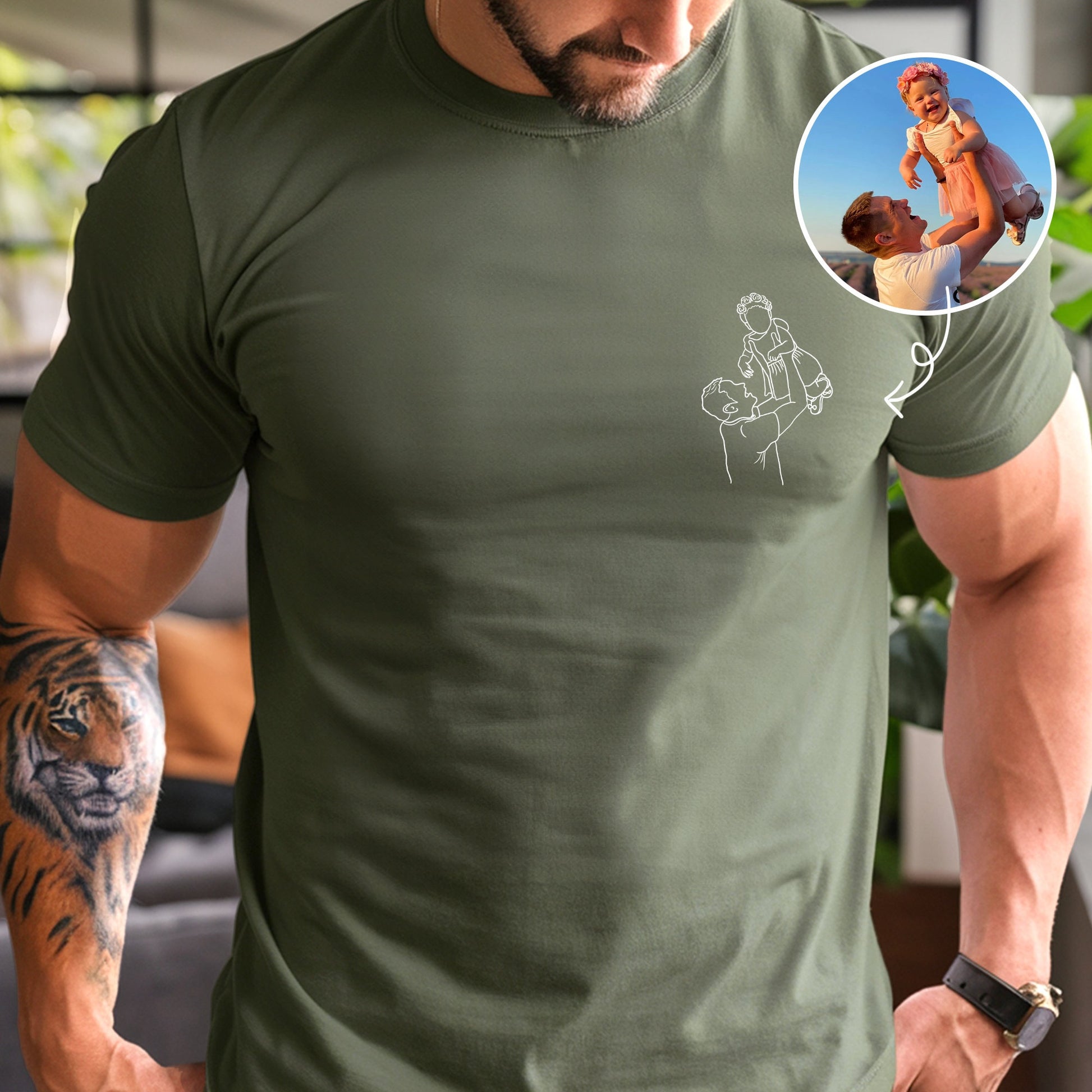 Custom Dad Portrait Shirt, Personalized Portrait from Photo Gift for Dads