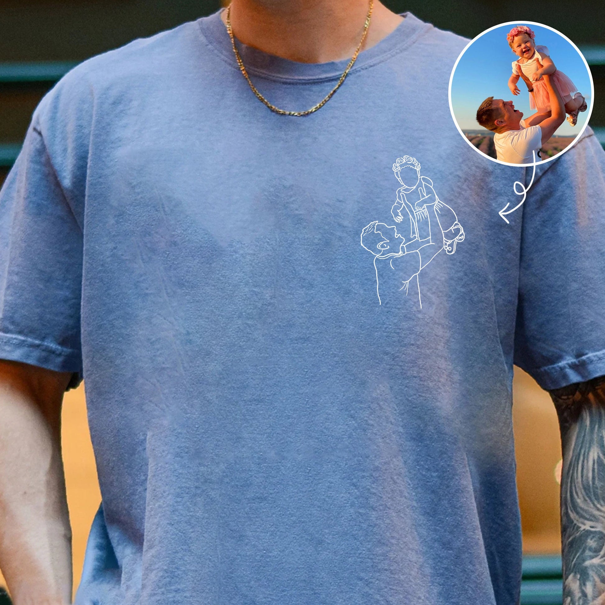 Custom Dad Portrait Shirt, Personalized Portrait from Photo Gift for Dads