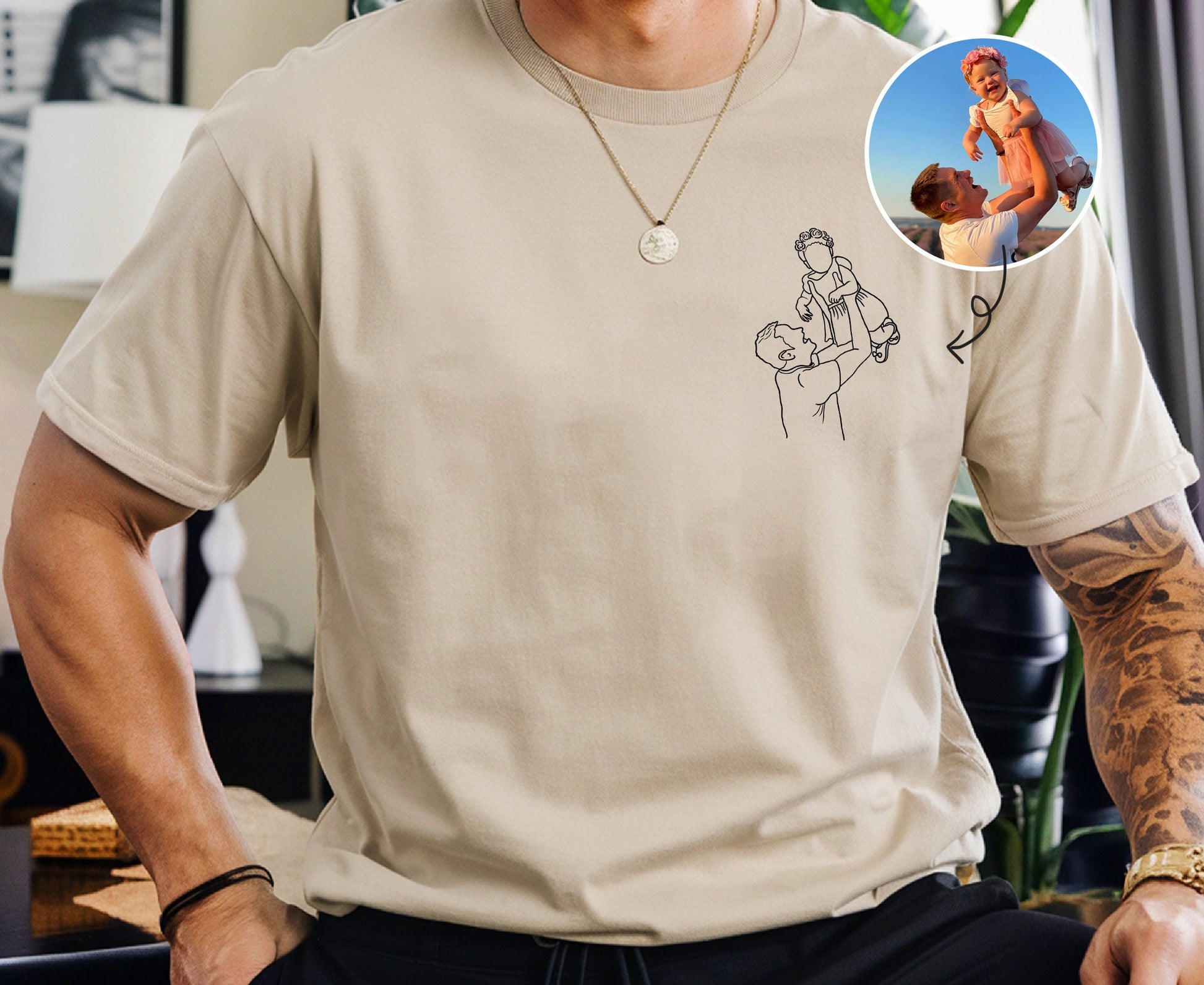 Custom Dad Portrait Shirt, Personalized Portrait from Photo Gift for Dads