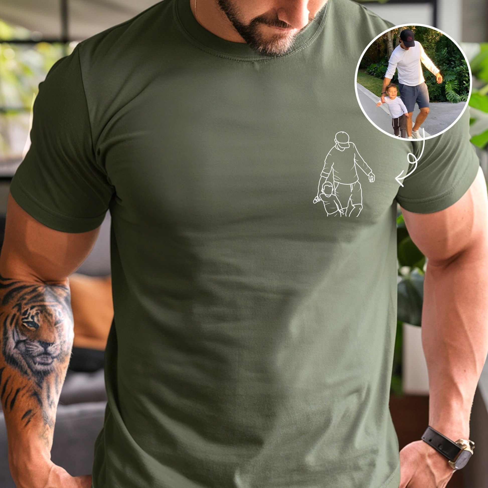 Custom Photo Dad T-Shirt, Personalized Portrait Dad Shirt, Father's Day Gift from Baby