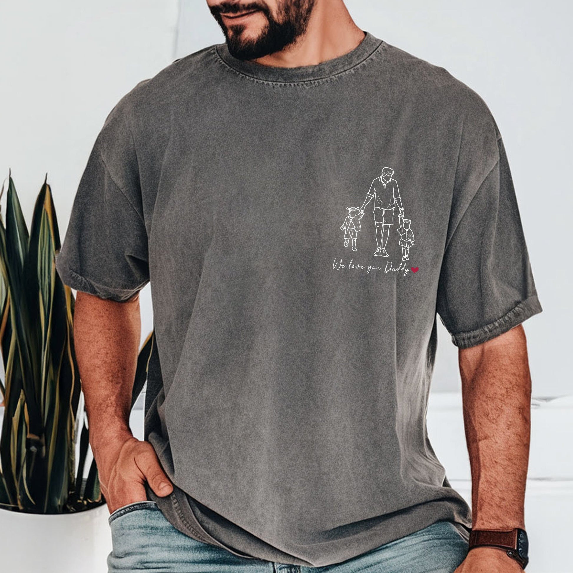 Custom Photo Dad T-Shirt, Personalized Portrait Father's Day Gift