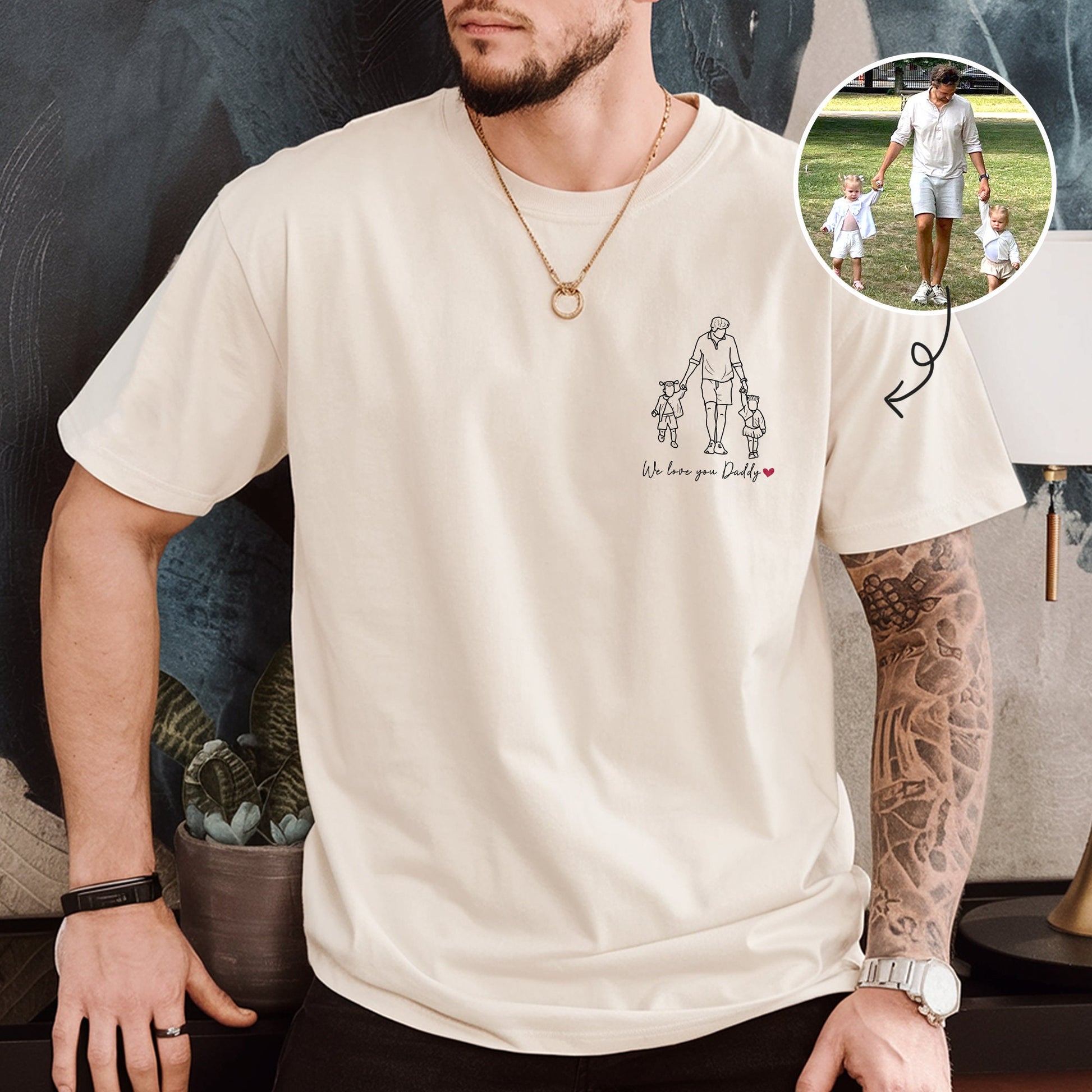 Custom Photo Dad T-Shirt, Personalized Portrait Father's Day Gift
