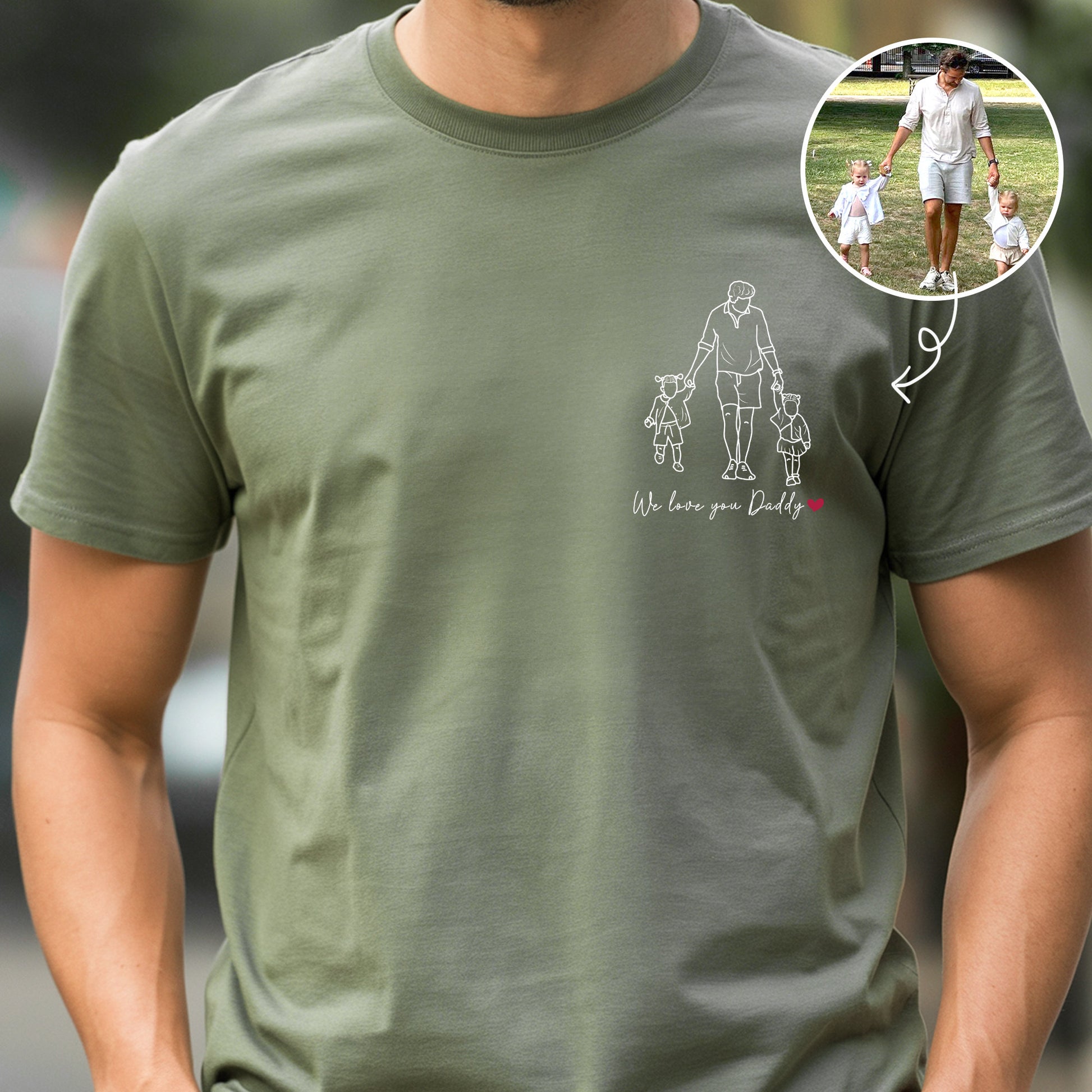Custom Photo Dad T-Shirt, Personalized Portrait Father's Day Gift