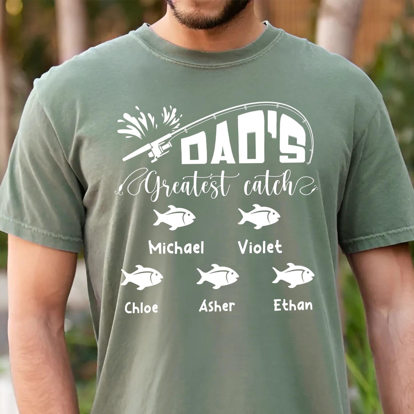 Personalized Dad Shirt, Dad's Greatest Catch Shirt, Custom Fishing Fathers Day Shirt, Fathers Day Gift From Kids Fishing, Fathers Day Shirt