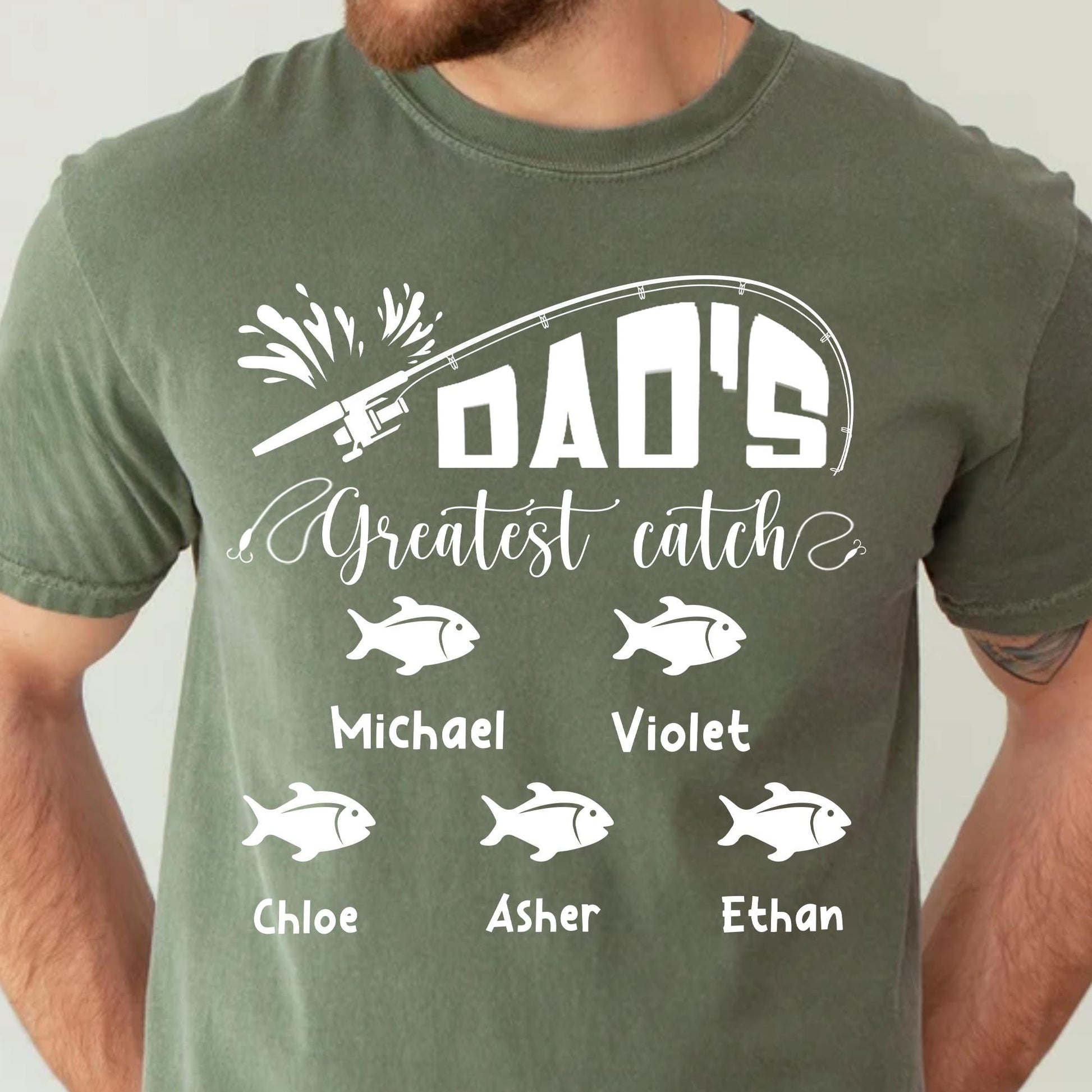 Personalized Dad Shirt, Dad's Greatest Catch Shirt, Custom Fishing Fathers Day Shirt, Fathers Day Gift From Kids Fishing, Fathers Day Shirt