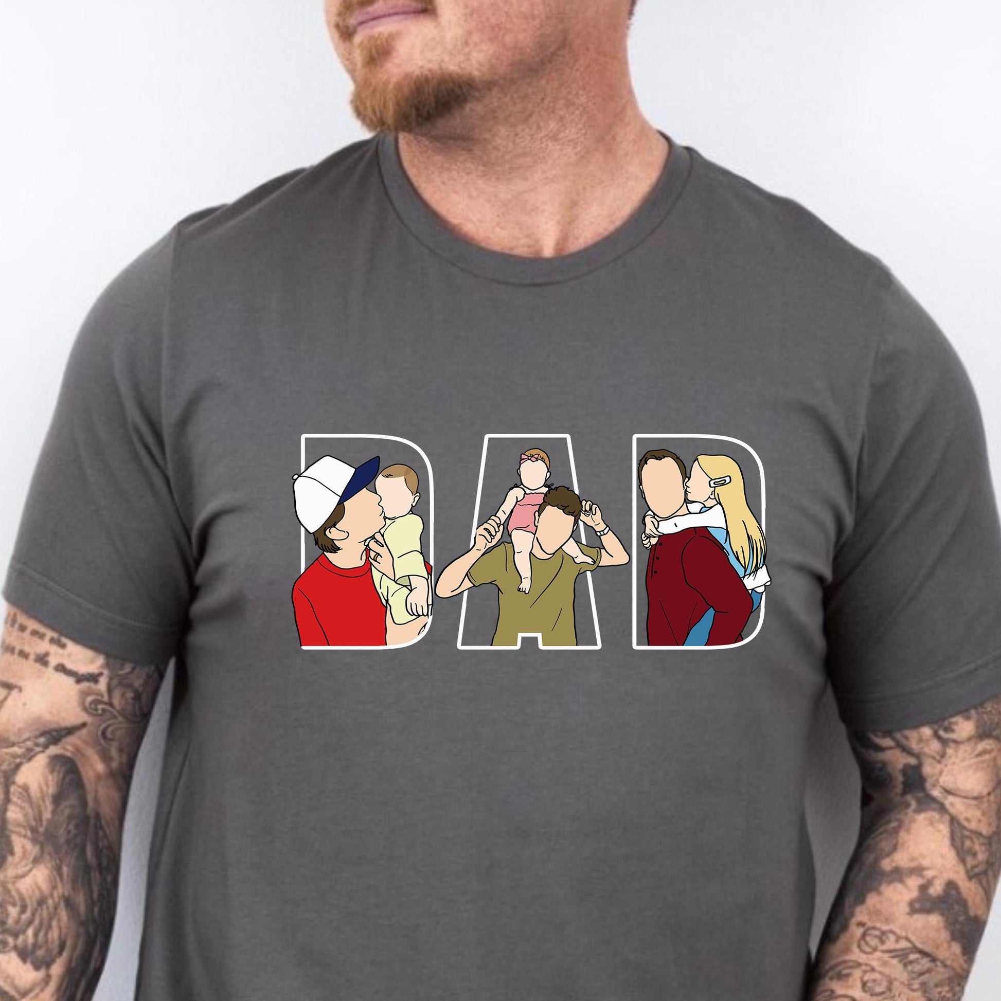 Personalized Dad Portrait Shirt, Father's Day Line Art From Photo Shirts Gifts From Wife