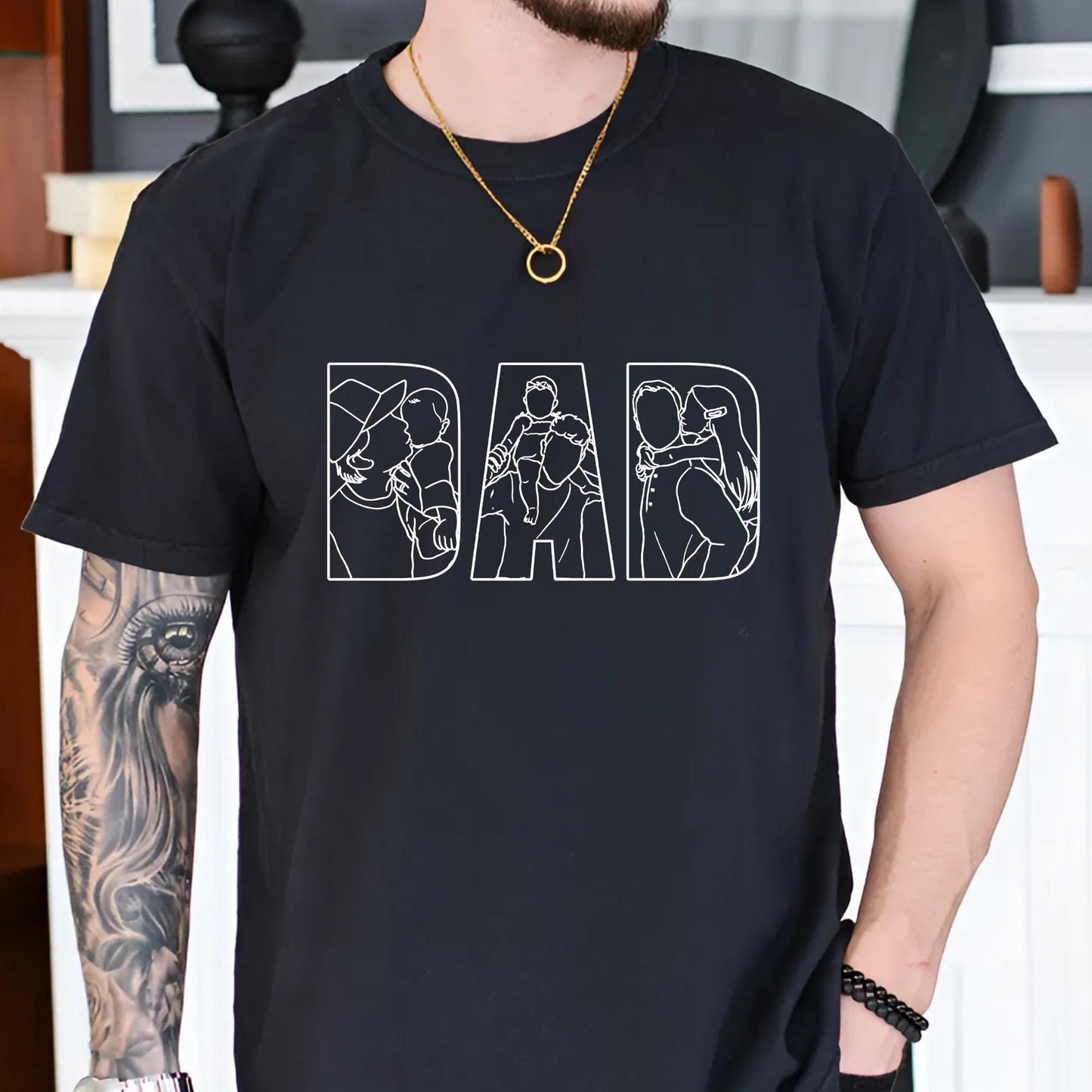 Custom Dad Portrait Shirt, Father's Day Gift From Kids