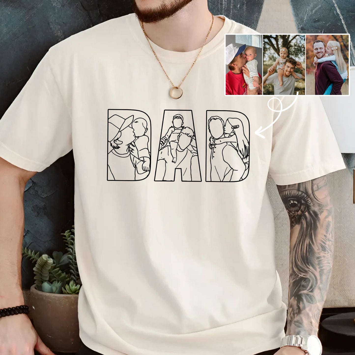 Custom Dad Portrait Shirt, Father's Day Gift From Kids