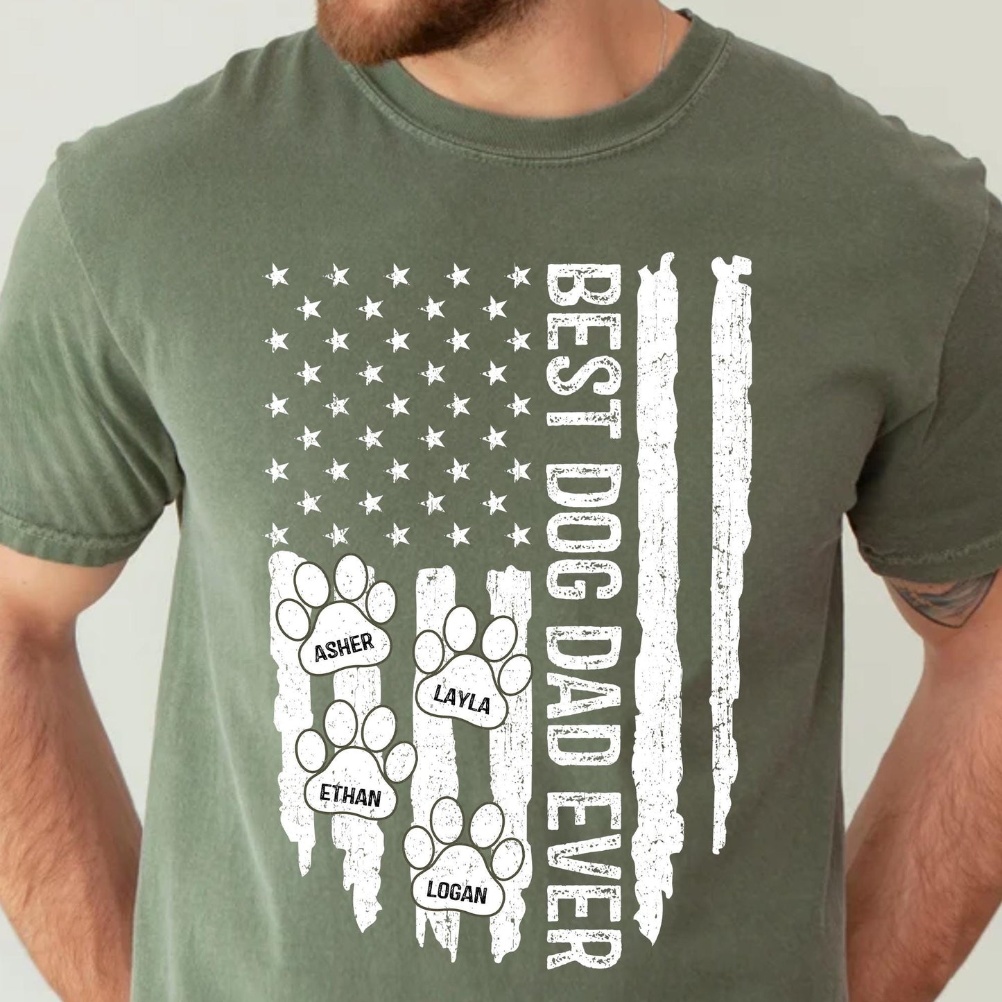 Personalized Best Dog Dad Ever Shirt, American Dad Shirt, Best Dog Dad Ever Shirt, Dog Dad Shirt with Pet Name, Dog Lover Gift, Dad Shirt