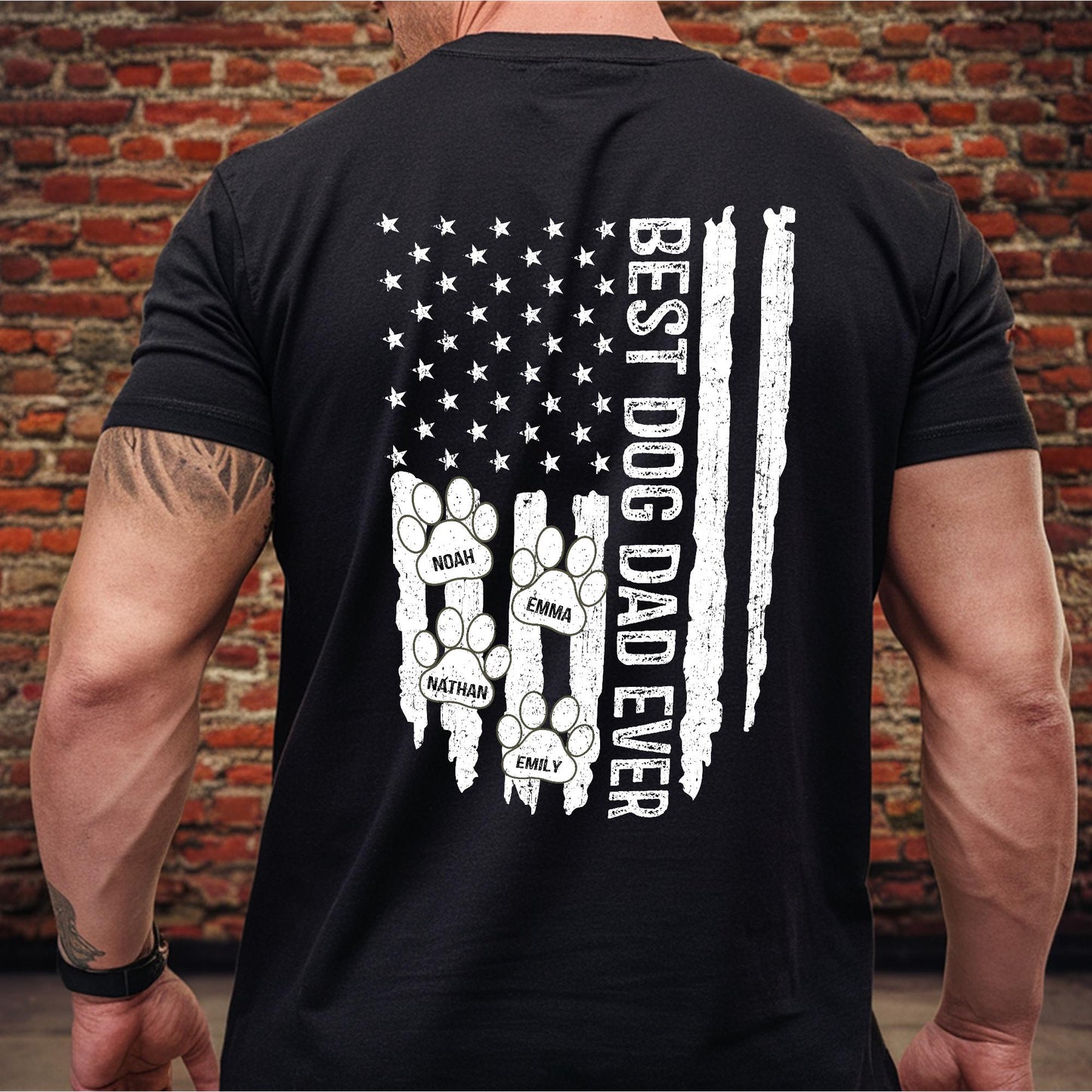 Personalized Best Dog Dad Ever Shirt, Dog Dad Shirt With Pet Name, Custom Shirts for Dog Dad, Dad USA Flag Shirt, Dad Shirt, Fathers Day Tee
