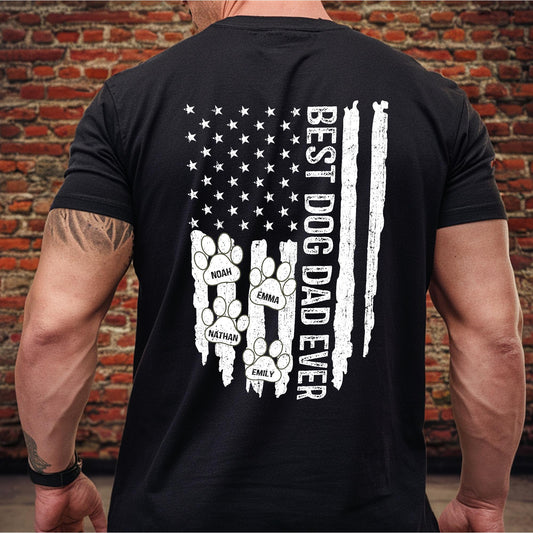 Personalized Best Dog Dad Ever Shirt, Dog Dad Shirt With Pet Name, Custom Shirts for Dog Dad, Dad USA Flag Shirt, Dad Shirt, Fathers Day Tee
