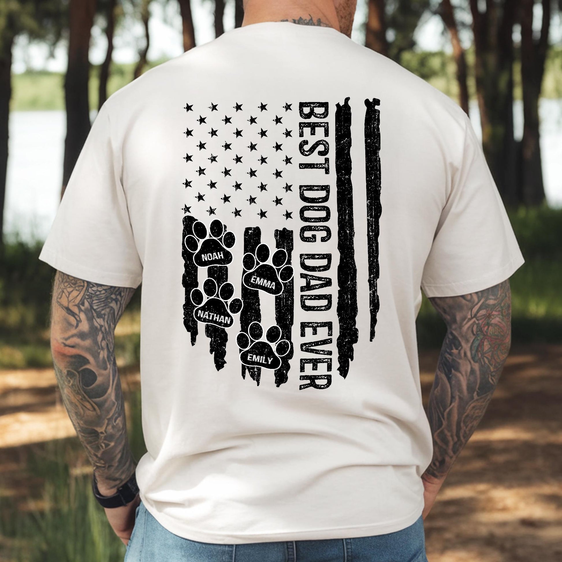 Personalized Best Dog Dad Ever Shirt, Dog Dad Shirt With Pet Name, Custom Shirts for Dog Dad, Dad USA Flag Shirt, Dad Shirt, Fathers Day Tee