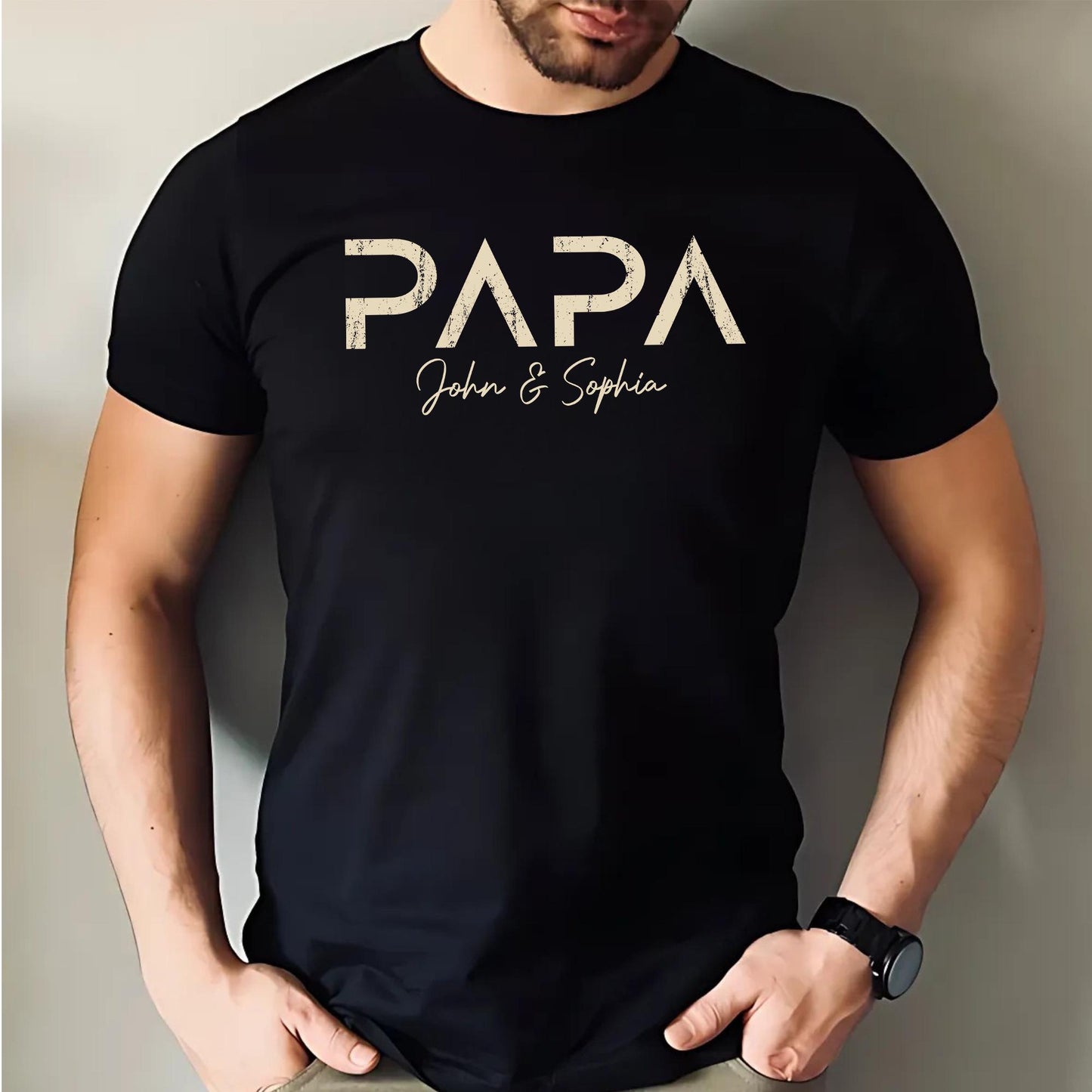 Personalized Papa Shirt, Papa Shirts With Kids Names, Father's Day Gift for Dad
