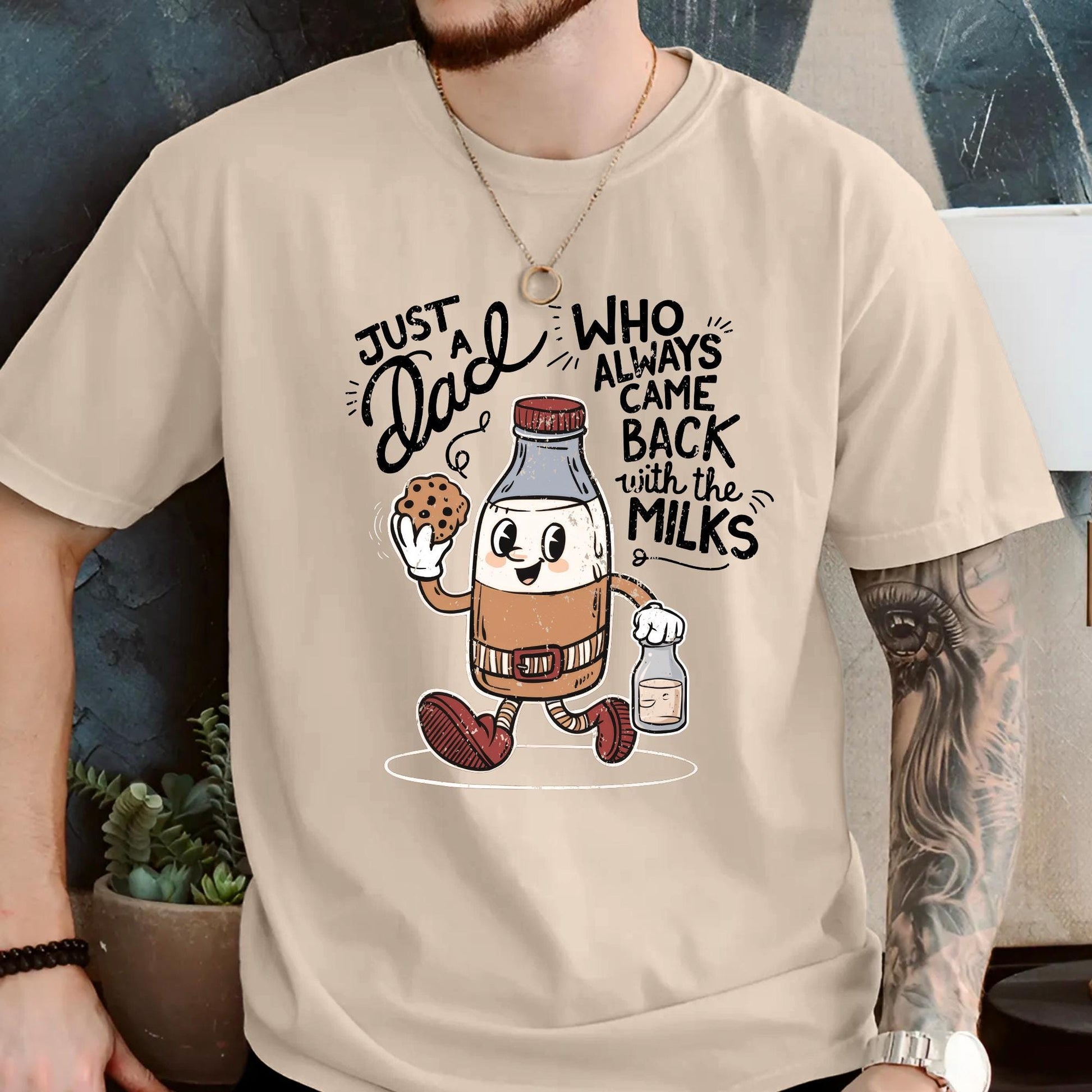 Dad Shirt, Funny Dad Shirt, Just A Dad Who Always Came Back With The Milks, Fathers Day Gifts From Wife Funny, Gifts For Dad From Son