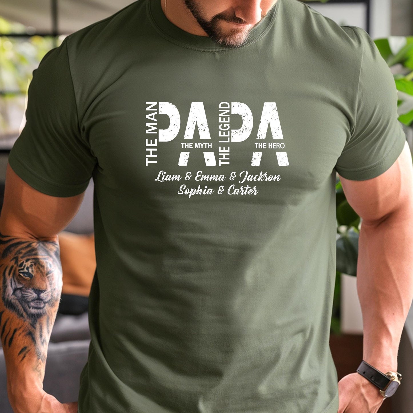 Personalized Papa T-Shirt With Kids Names, Custom Dad Shirt, Father's Day Gift for Dad, Papa