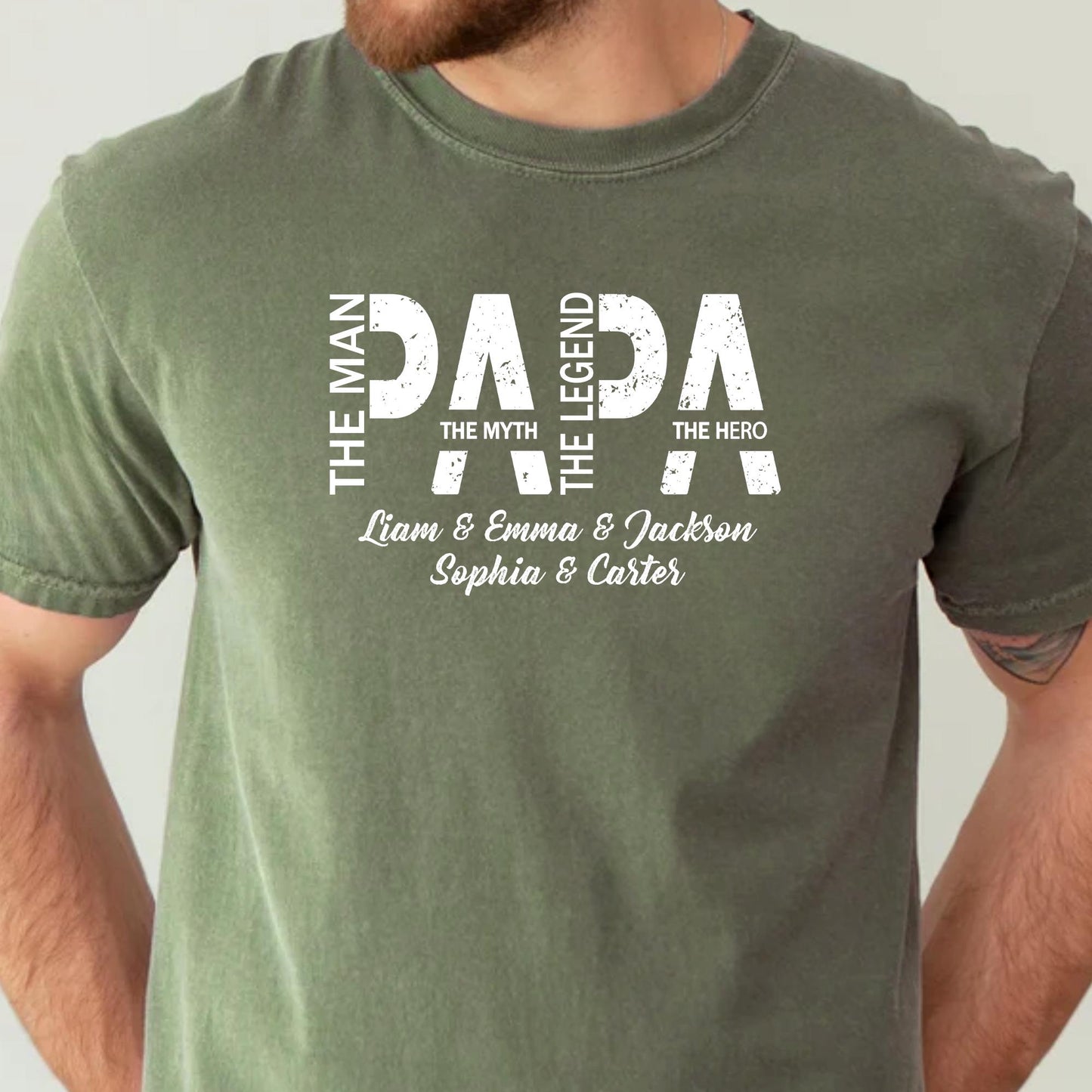 Personalized Papa T-Shirt With Kids Names, Custom Dad Shirt, Father's Day Gift for Dad, Papa
