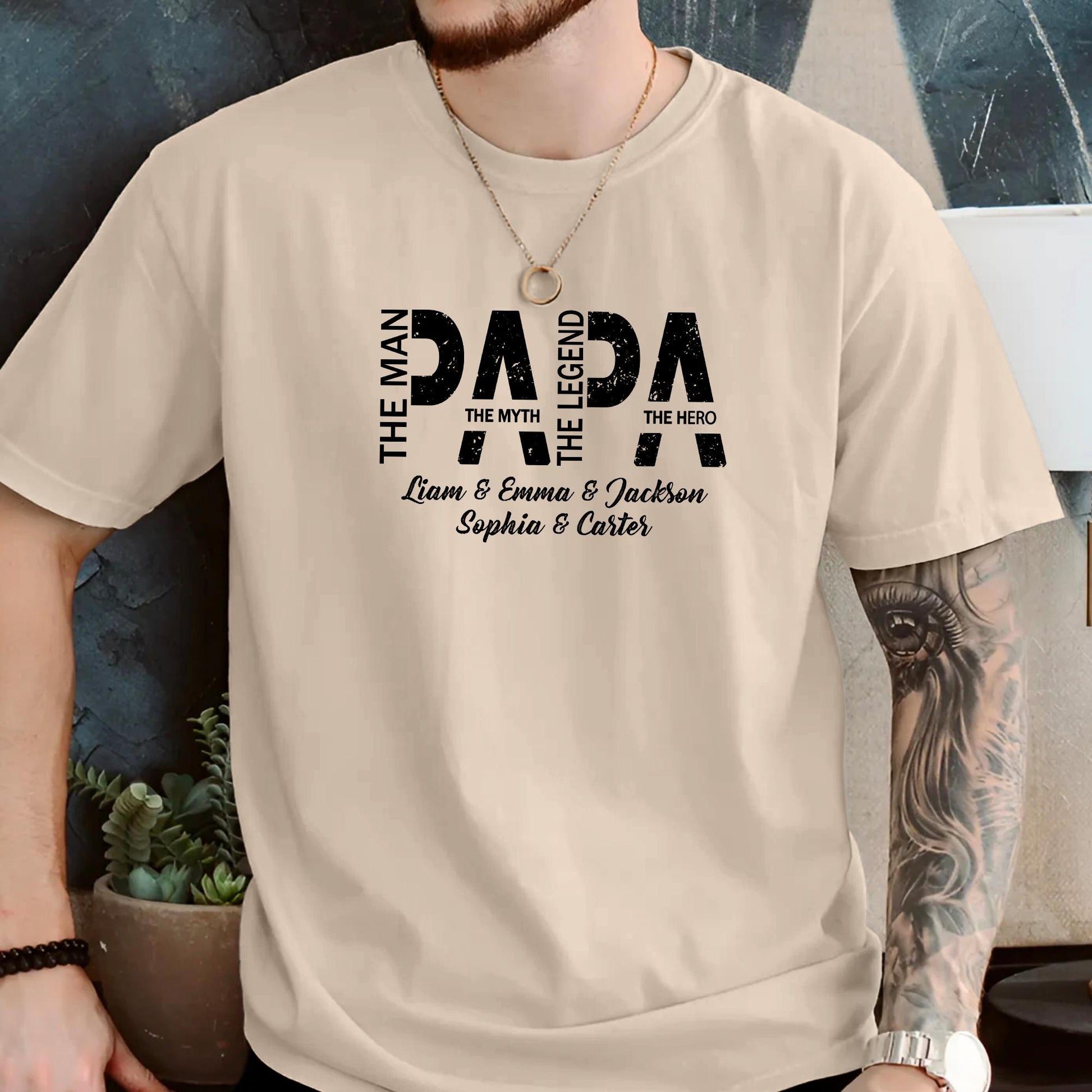 Personalized Papa T-Shirt With Kids Names, Custom Dad Shirt, Father's Day Gift for Dad, Papa