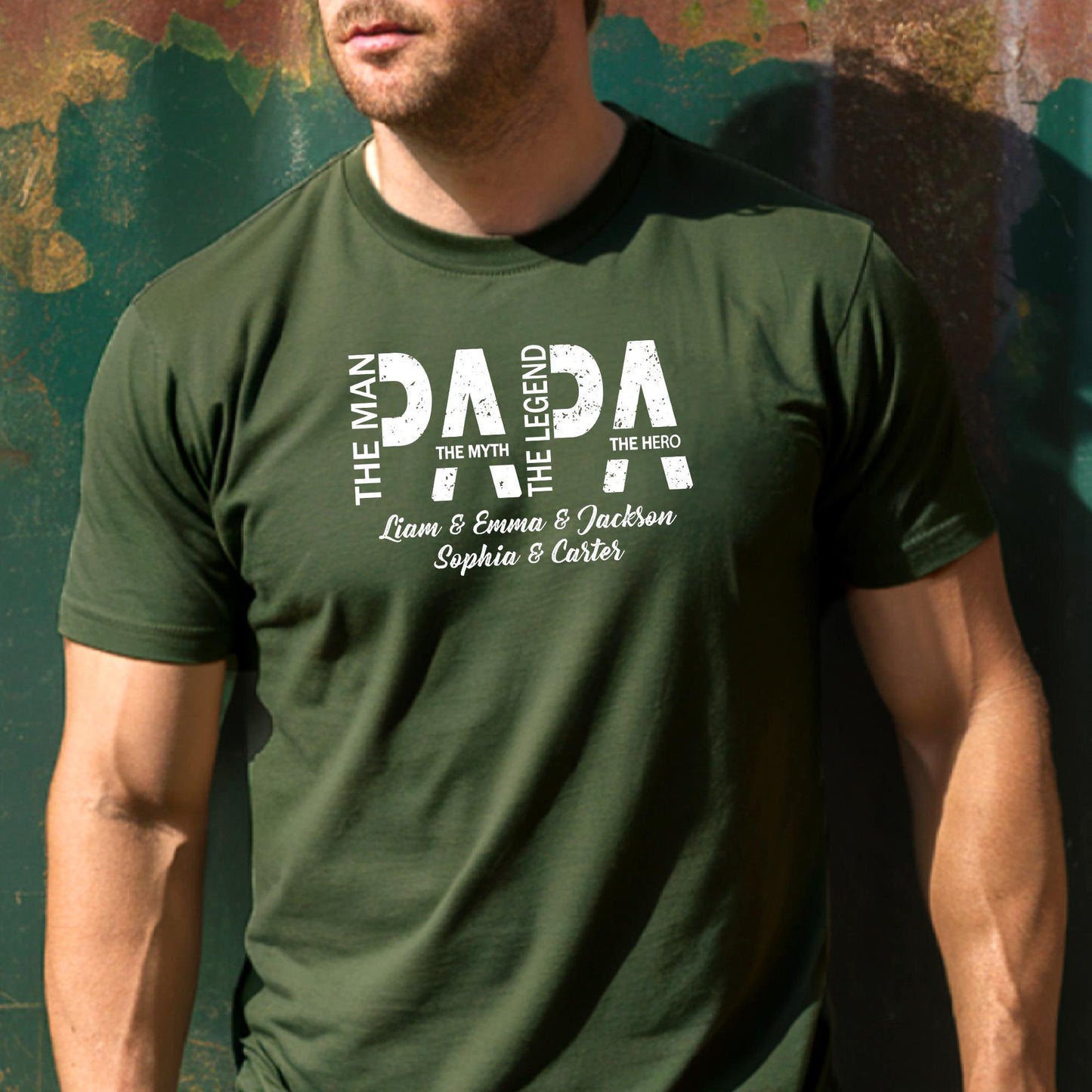 Personalized Papa T-Shirt With Kids Names, Custom Dad Shirt, Father's Day Gift for Dad, Papa
