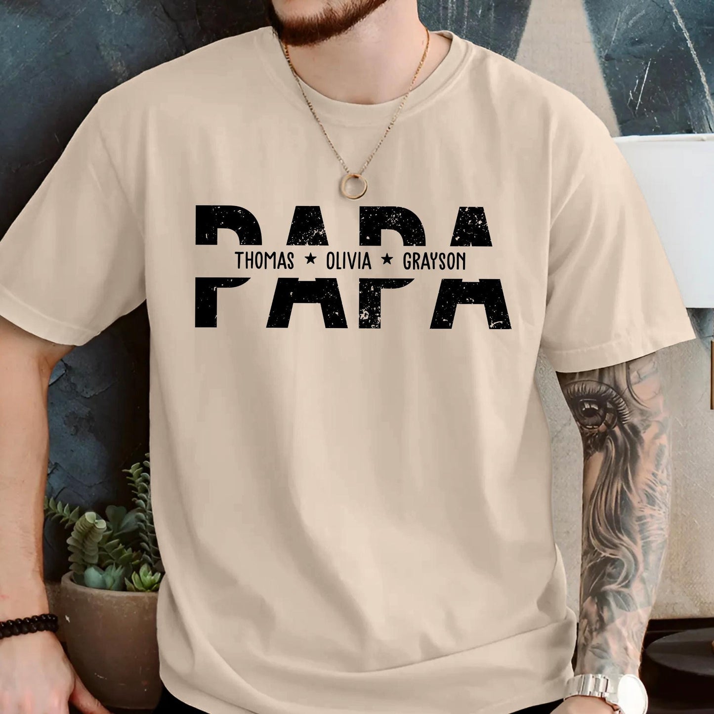 Personalized Papa Shirt, Father Day Shirt With Kids Names