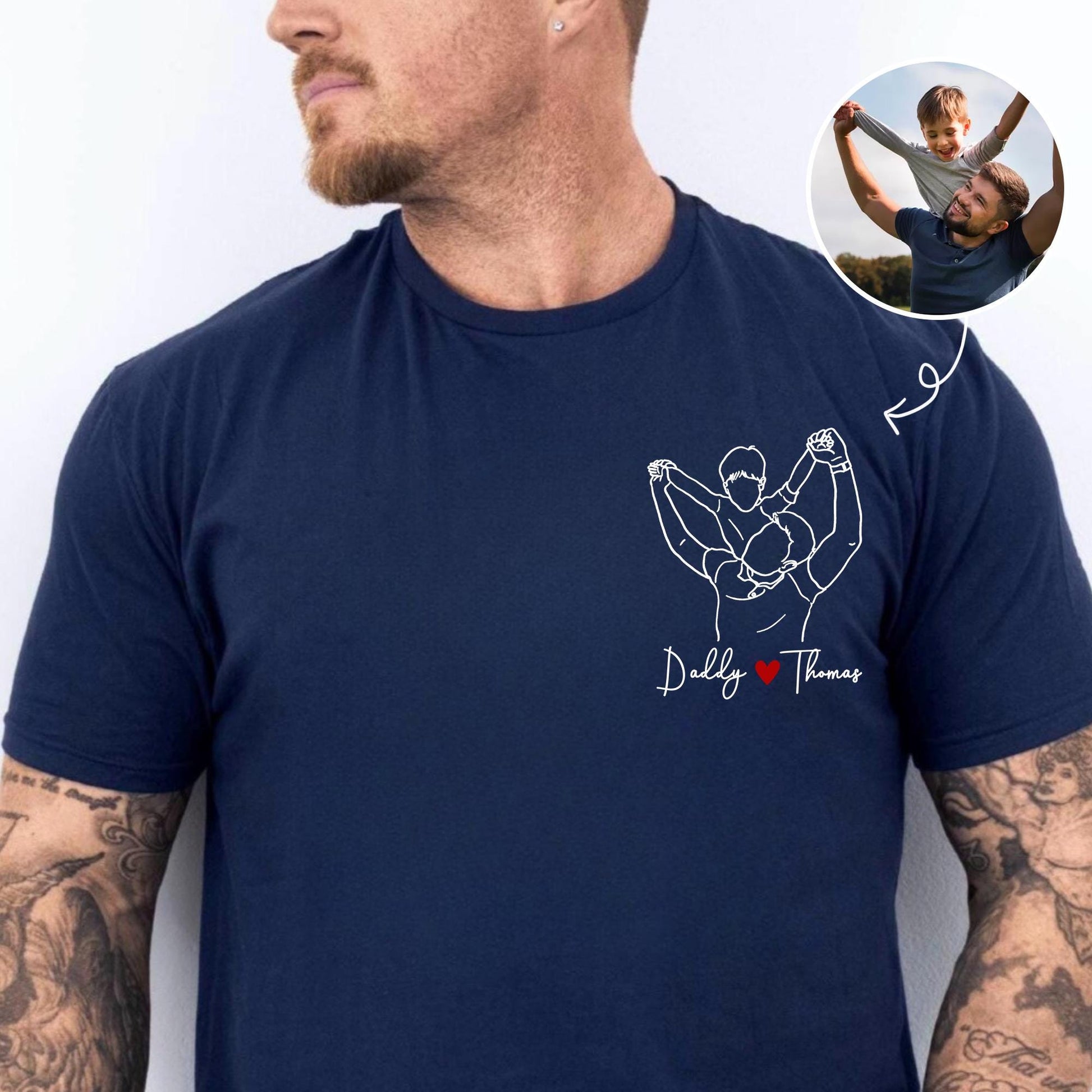 Personalized Dad Shirt, Personalized Portrait Gift for Dad, Dad Outline Photo Shirt, Custom Photo Shirt For Dad, Fathers Day Shirt