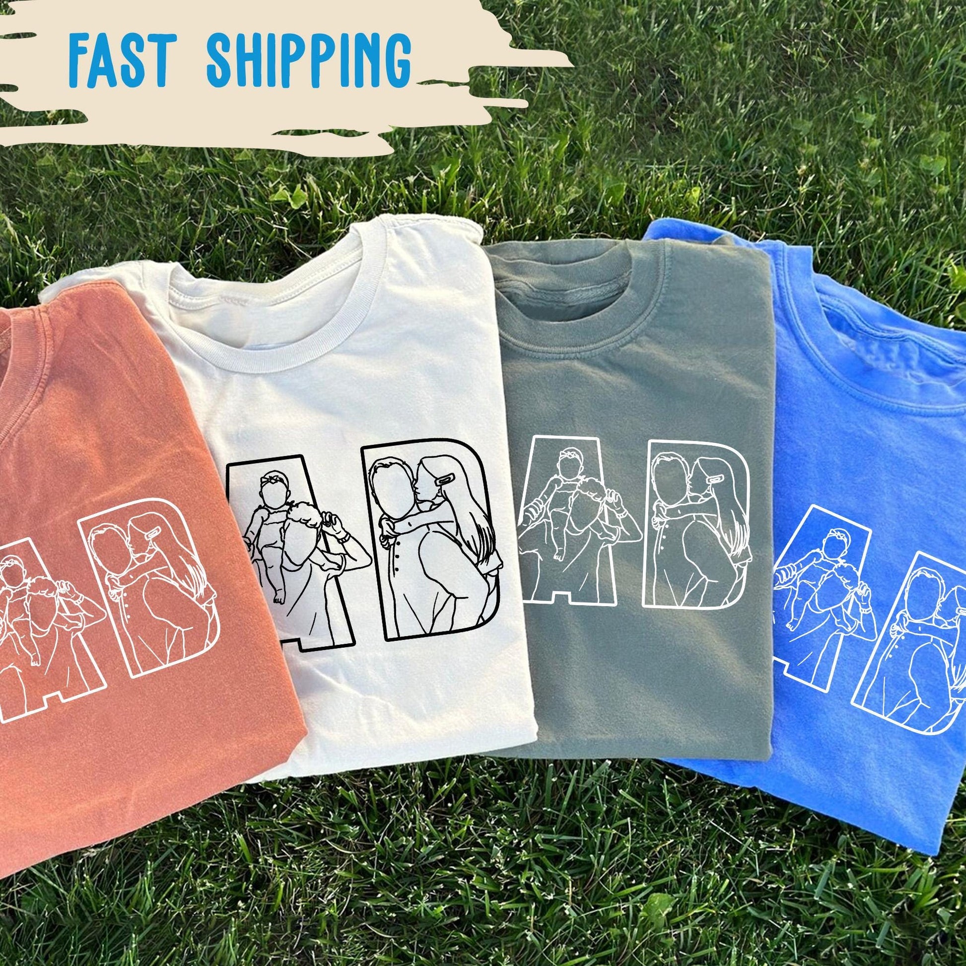 Personalized Dad Shirt, Personalized Portrait Gift for Dad, Dad Outline Photo Shirt, Fathers Day Gifts From Kids, Father's Day T-Shirt