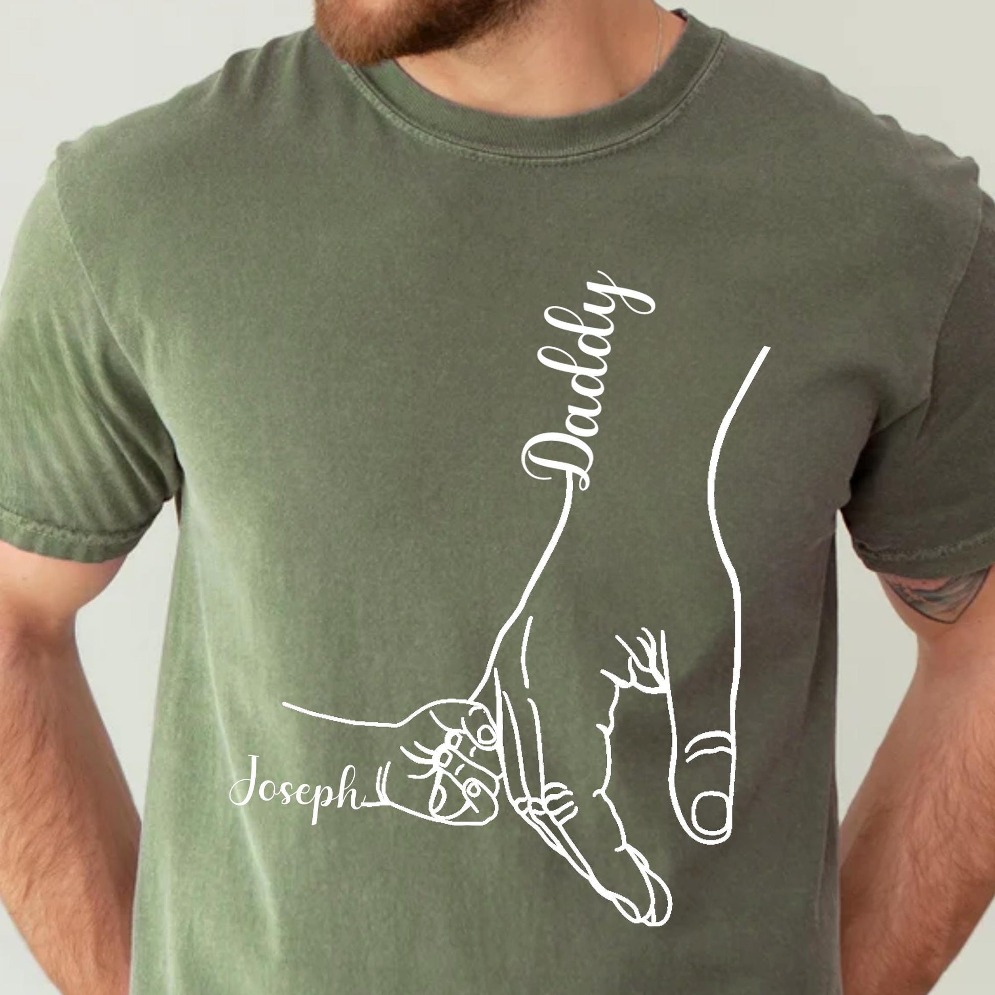 Custom Dad Shirt, Holding Daddy Hand T-Shirt, Dad Shirt With Kids Name, Cool Dad Shirt, Dad Gift From Wife, Shirt For Dad