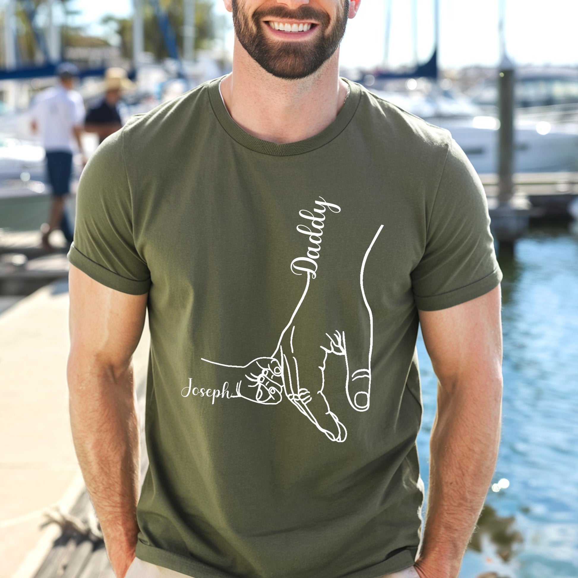 Custom Dad Shirt, Holding Daddy Hand T-Shirt, Dad Shirt With Kids Name, Cool Dad Shirt, Dad Gift From Wife, Shirt For Dad