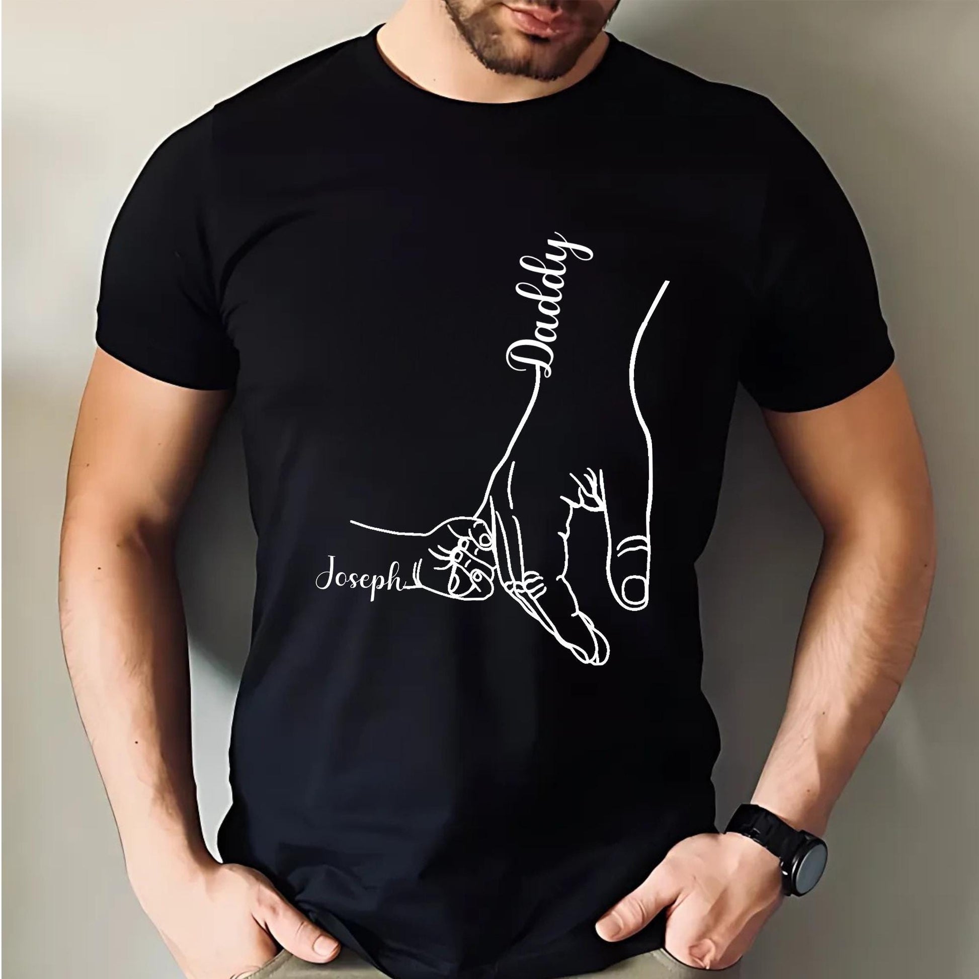 Custom Dad Shirt, Holding Daddy Hand T-Shirt, Dad Shirt With Kids Name, Cool Dad Shirt, Dad Gift From Wife, Shirt For Dad