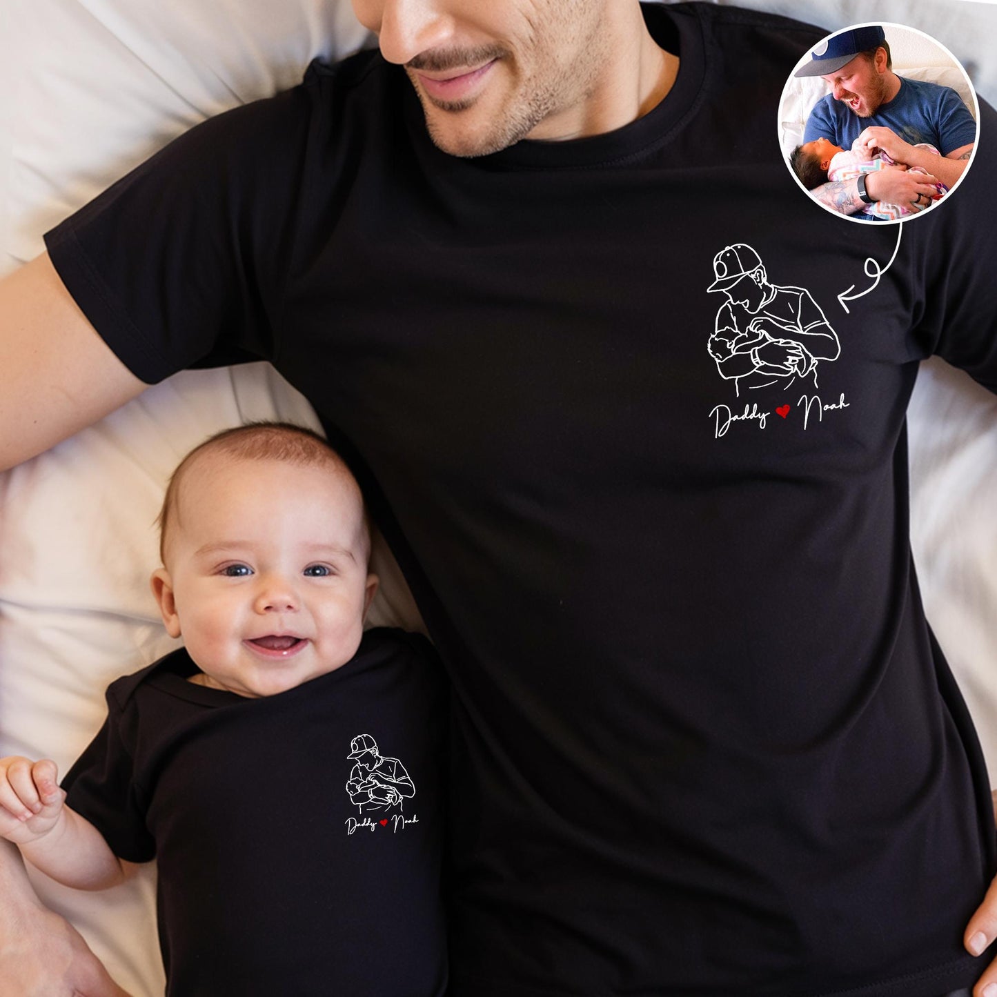Custom Dad Portrait From Photo Shirt, Father's Day Gift for New Dad