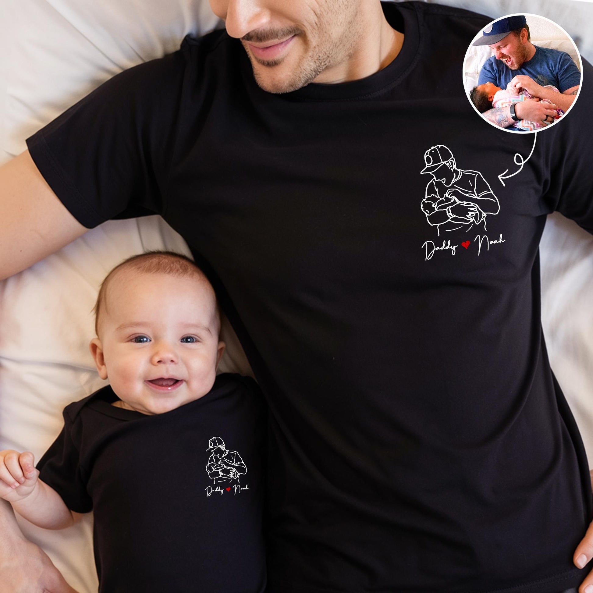 Custom Dad Portrait From Photo Shirt, Father's Day Gift for New Dad