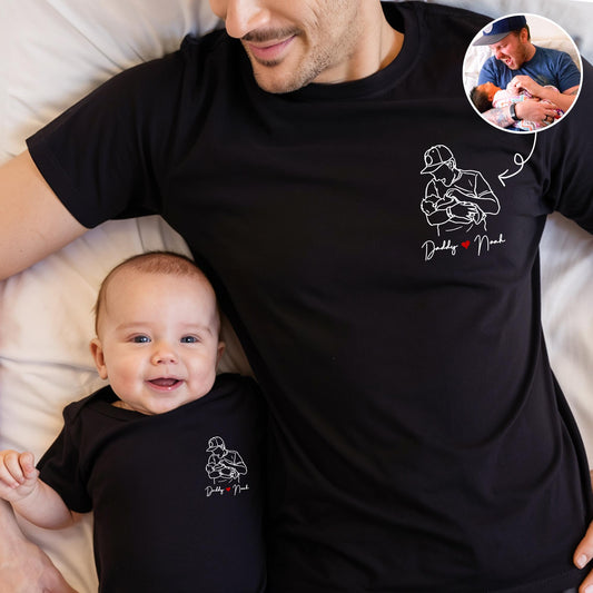 Custom Dad Portrait From Photo Shirt, Father's Day Gift for New Dad