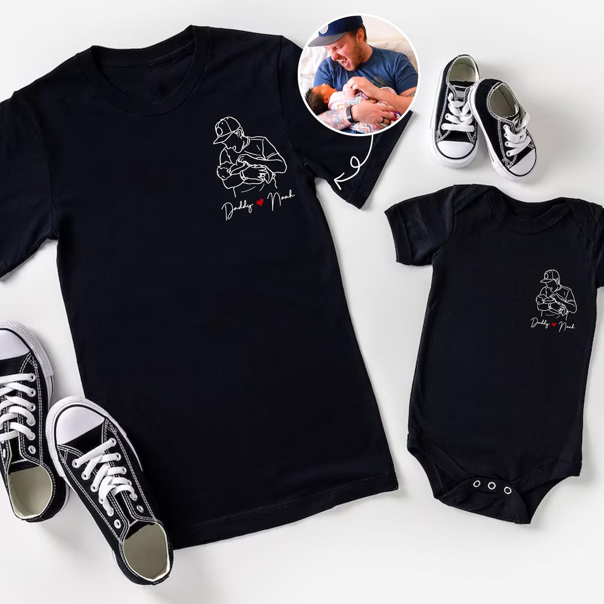 Custom Dad Portrait From Photo Shirt, Father's Day Gift for New Dad