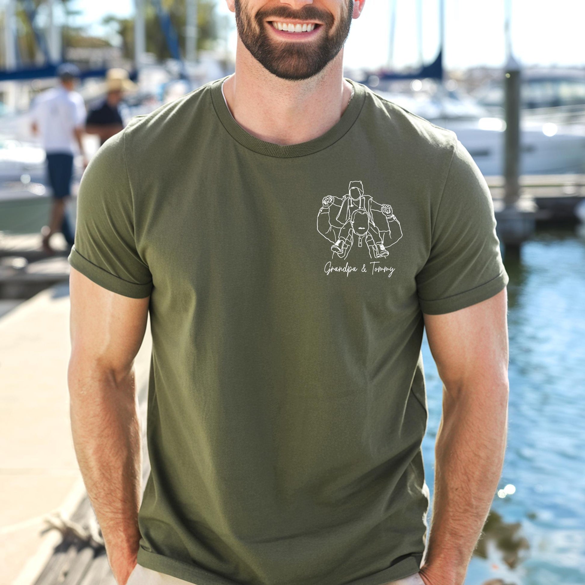 Custom Photo Portrait Grandpa Shirt, First Time Grandpa Gift